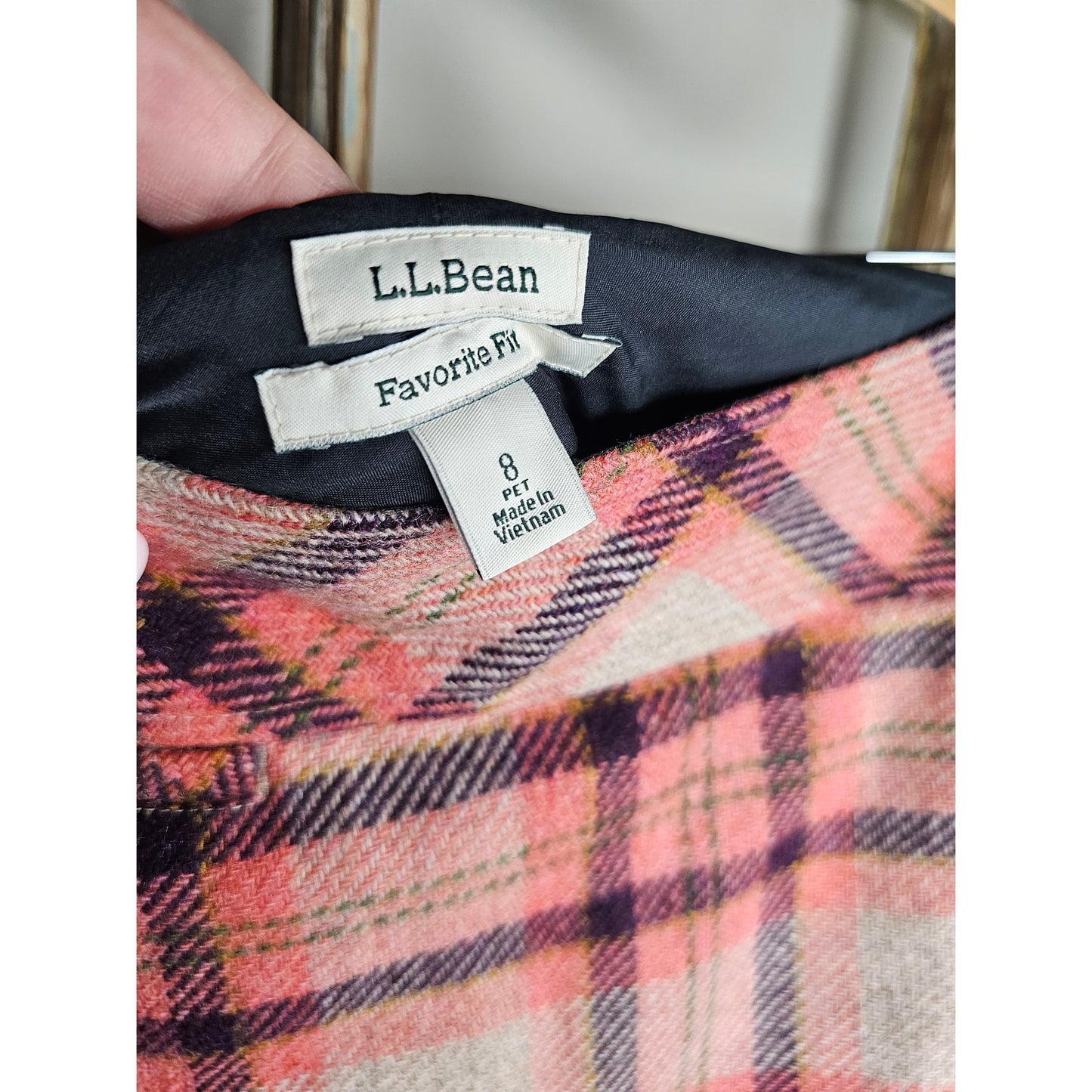 L.L. Bean lined Wool Blend Plaid Favorite Fit Skirt size 8 petite