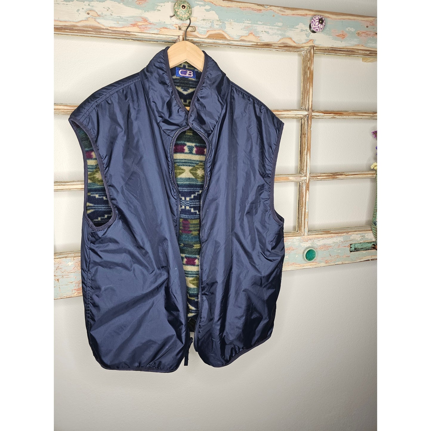 Vintage 90's Aztec Reversible Ski Snow Winter Vest Men's Size XL