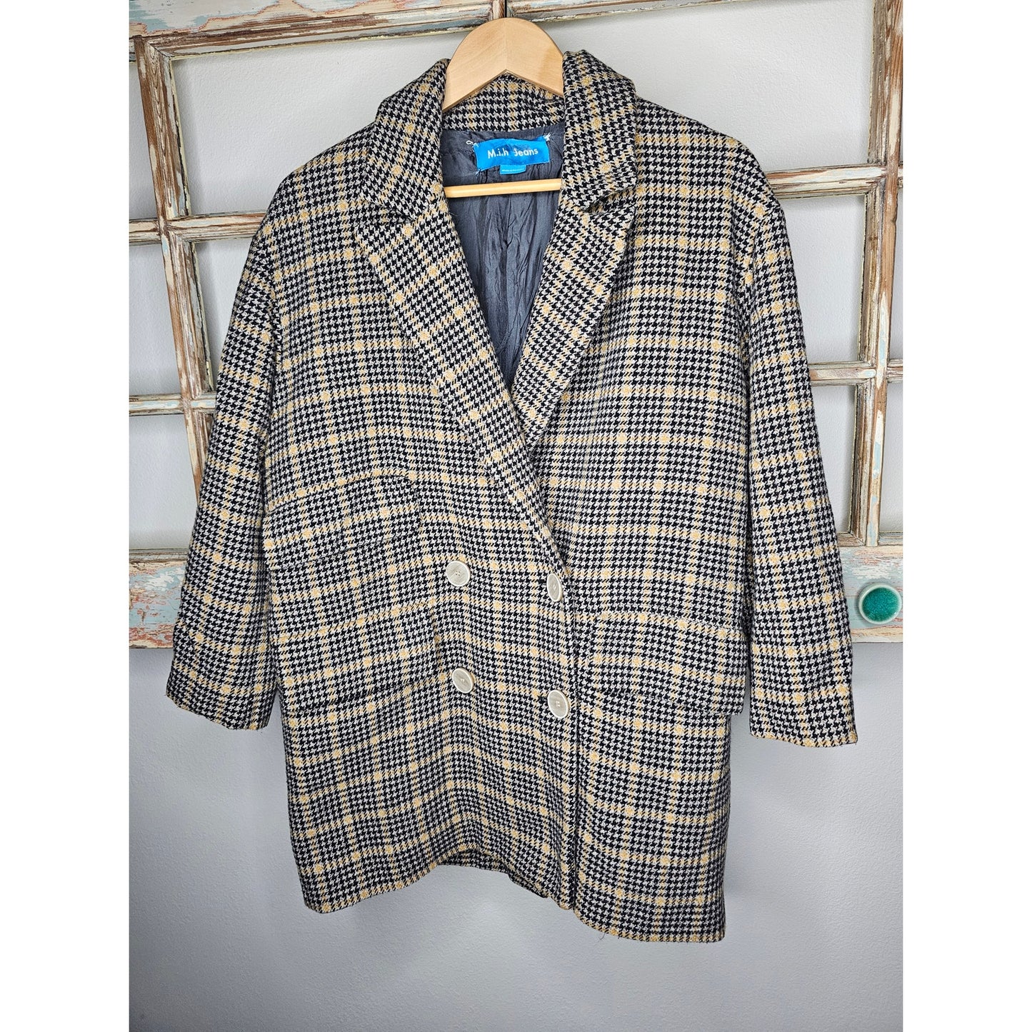M.I.H Tweed Double Breasted Coat with pockets size Large