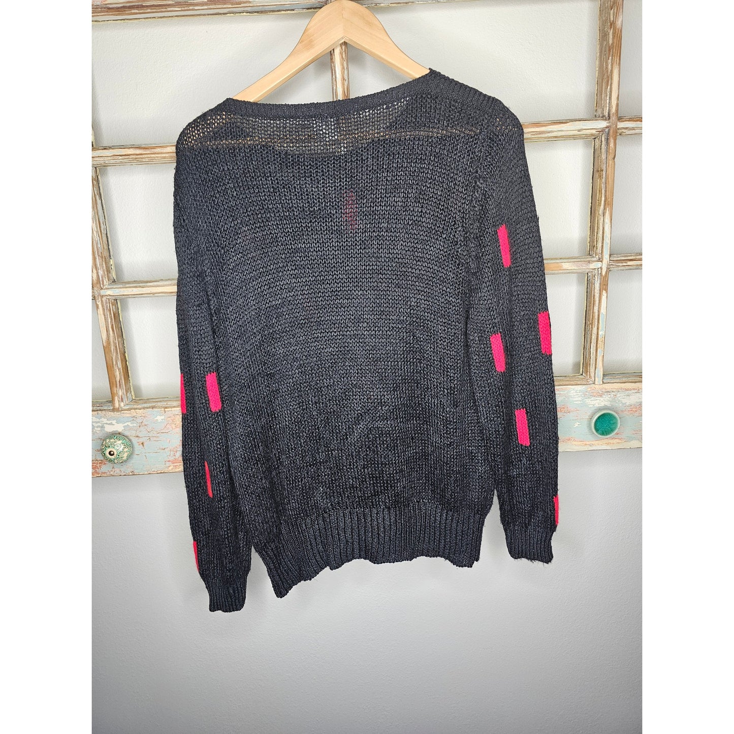 Vintage Buttery Soft Black & Red lighter weight Sweater Size 42 / 12