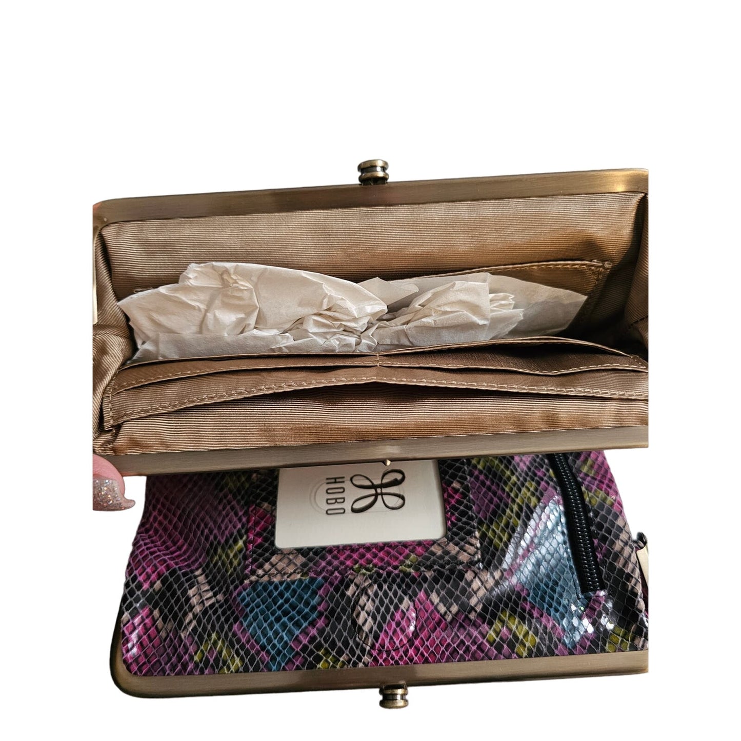 HOBO NWT & Dust Bag Leather Snakeskin Lauren Wallet