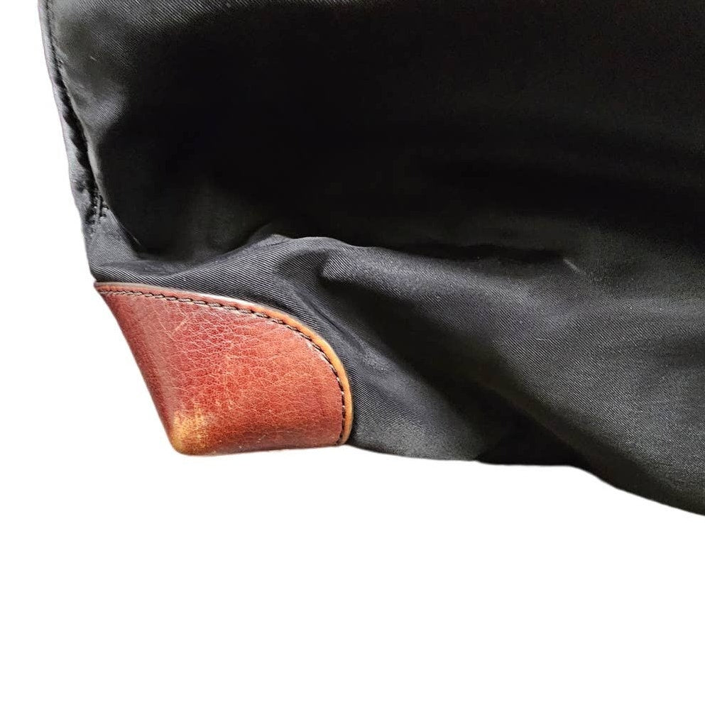 Kate Spade New York Black Nylon Shoulder Bag with Brown Leather Accents