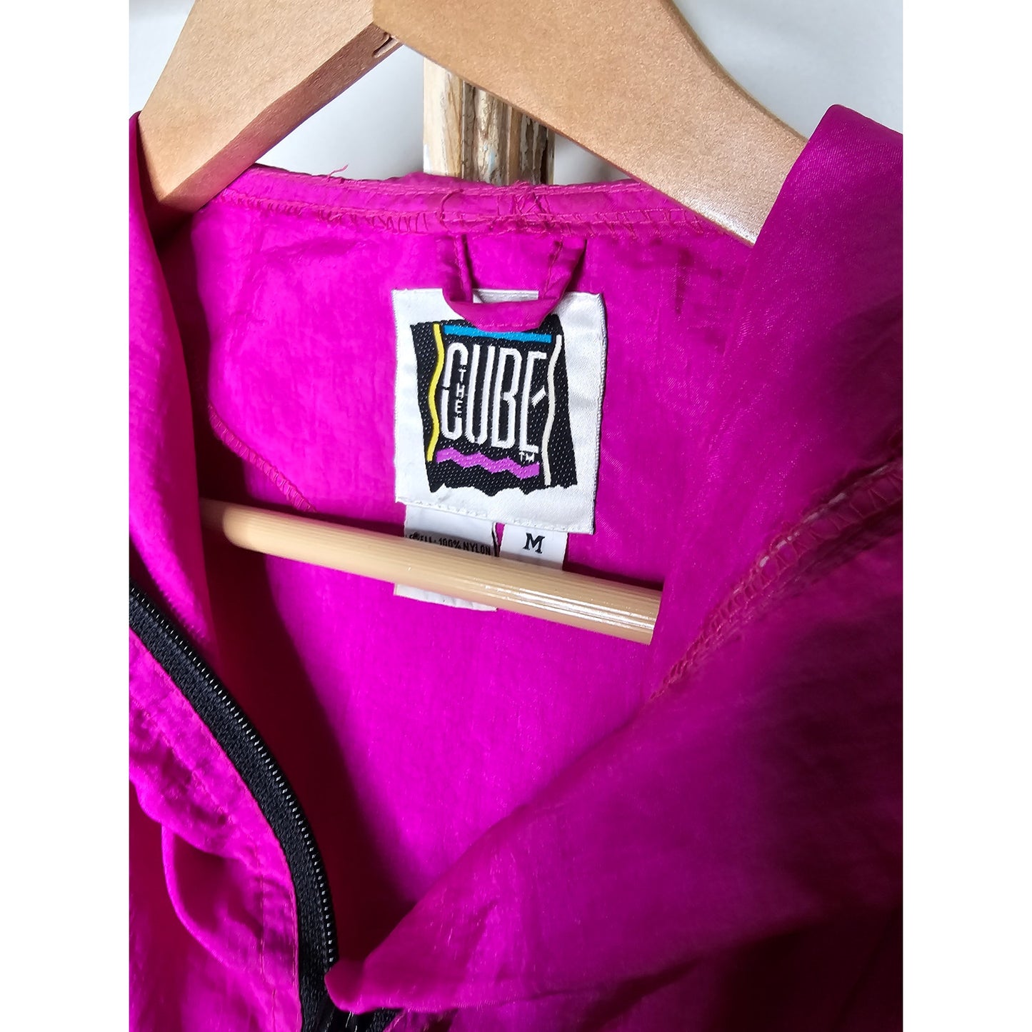 Vintage The Cube Vibrant Fuchsia Zip Up Windbreaker oversized Medium
