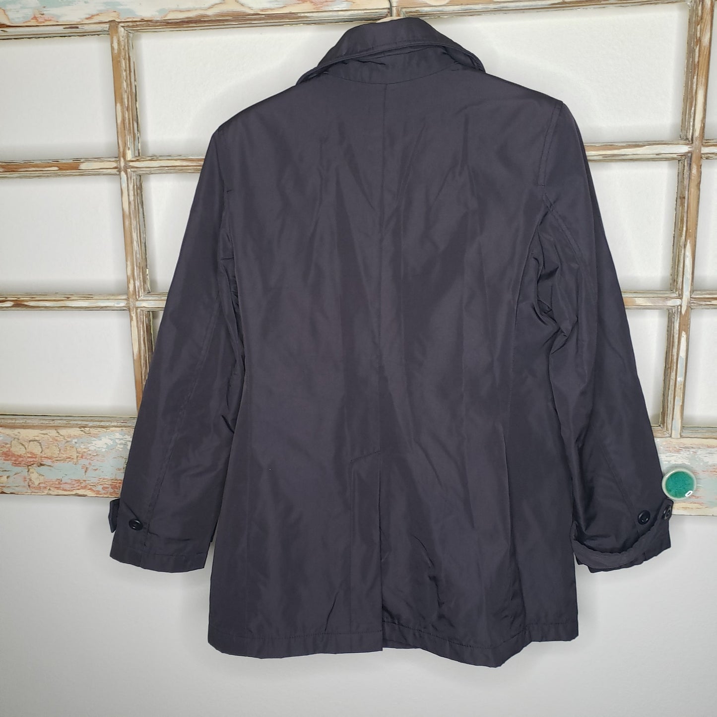 Gap NWOT Black Sporty Double-Breasted Raincoat size XS