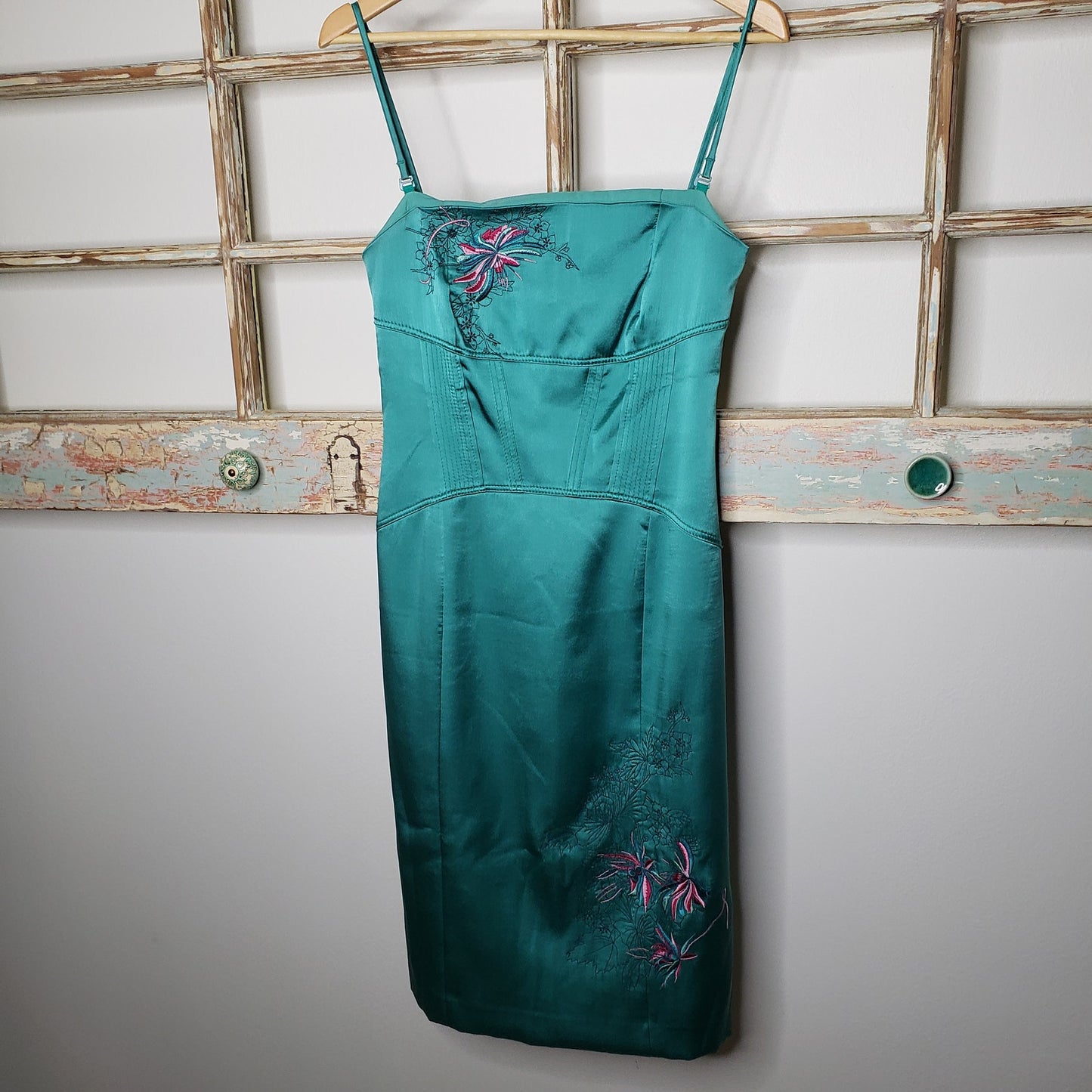 Karen Millen lined Silk Corset embroidered dress ladies size 8