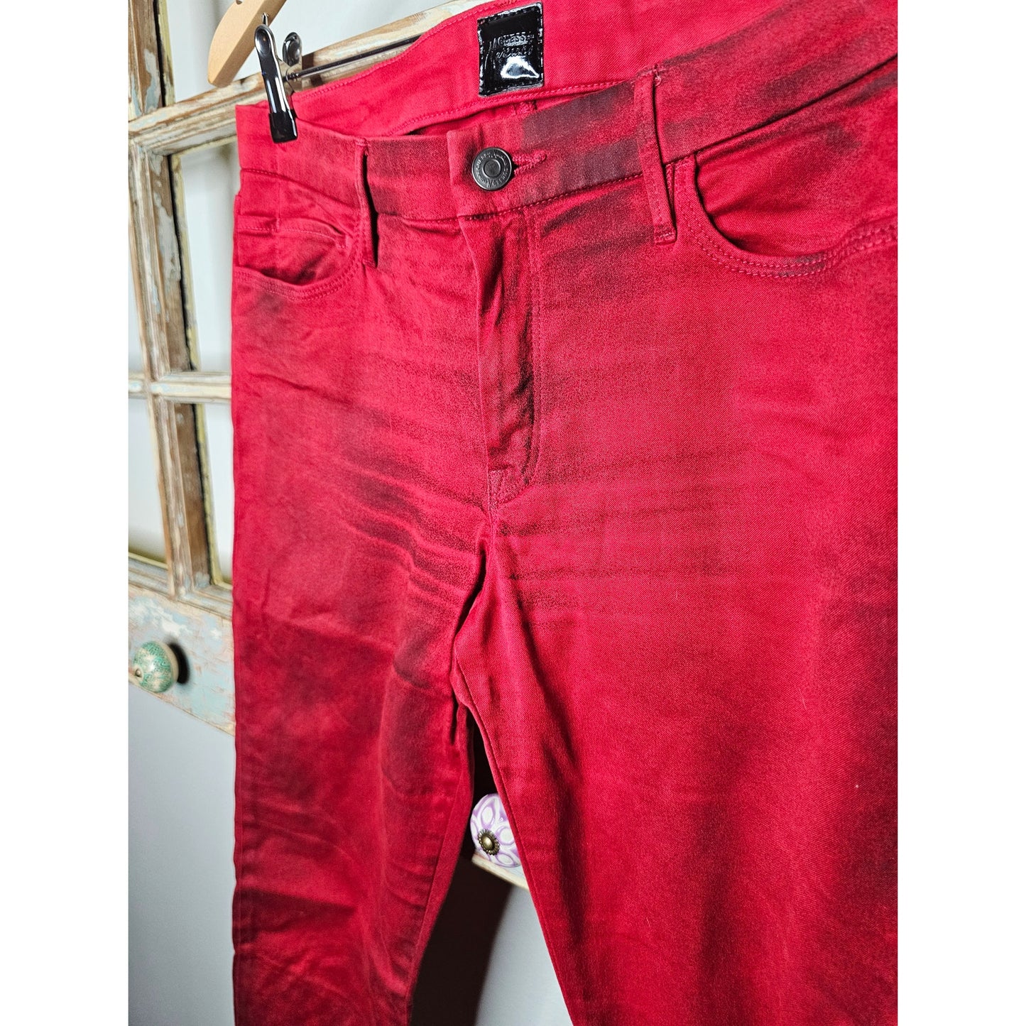 Guess By Marciano Red / Black Overspray ladies size 30 Jeans