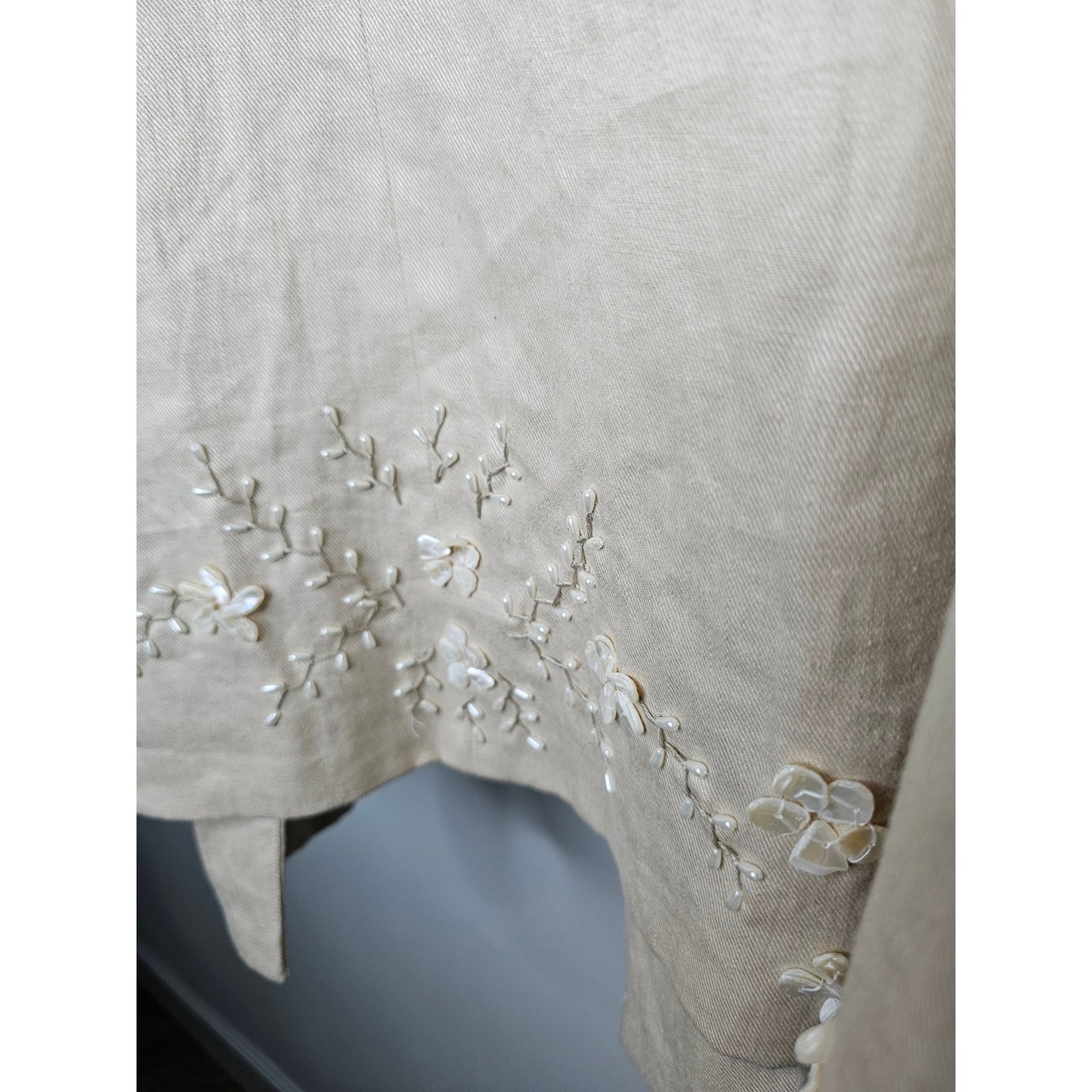 Lafayette 148 New York Cream Linen Blazer with embellishment size 24