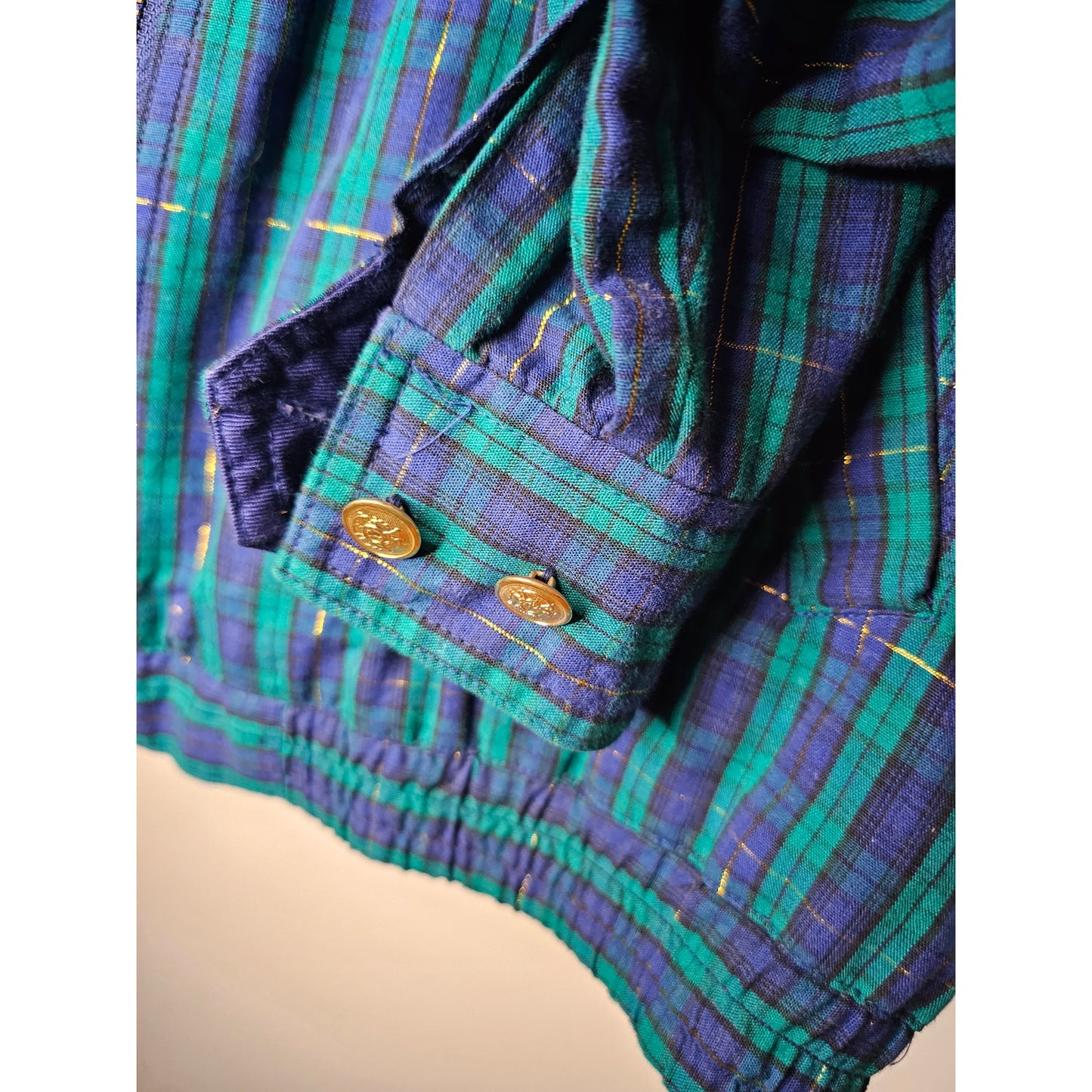 Vintage plaid jacket with gold buttons ladies size Small