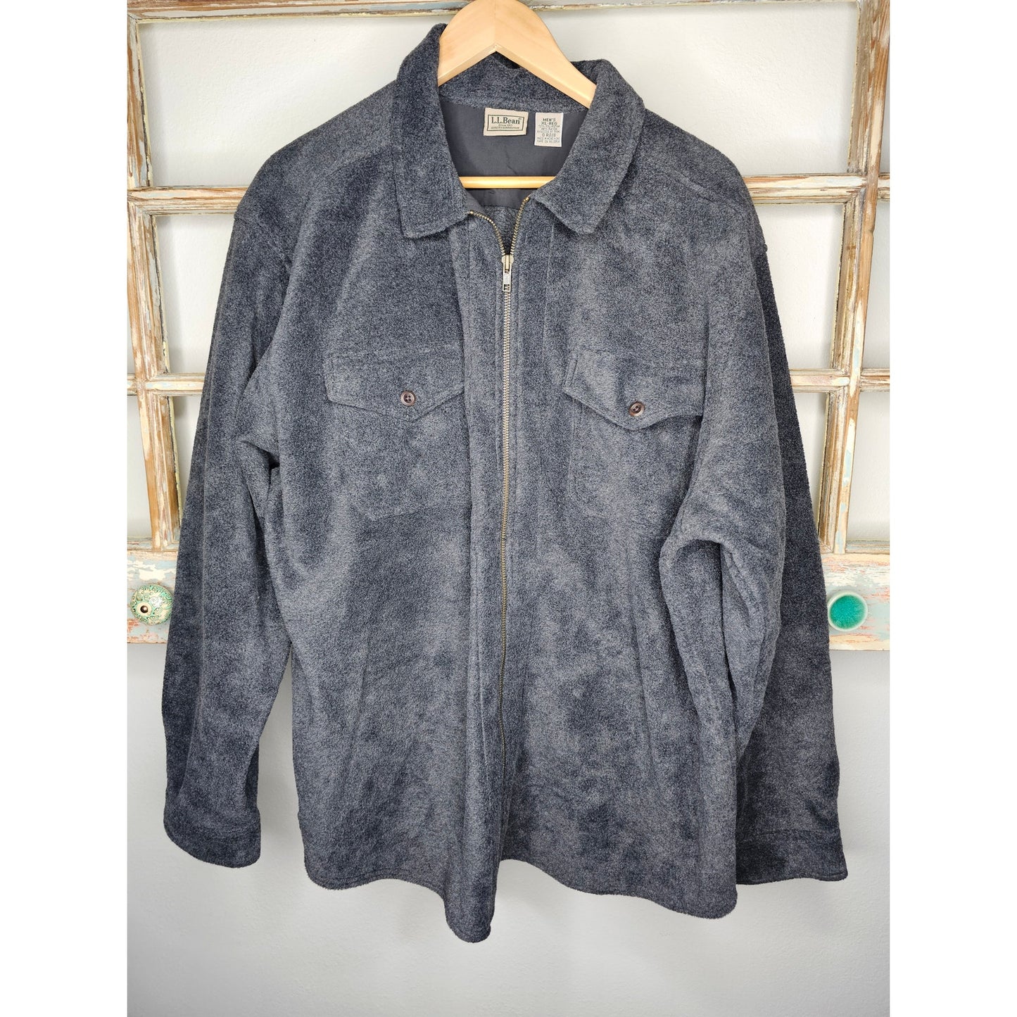 L.L Bean Dark Grey Fleece Zip Up Jacket Size XL