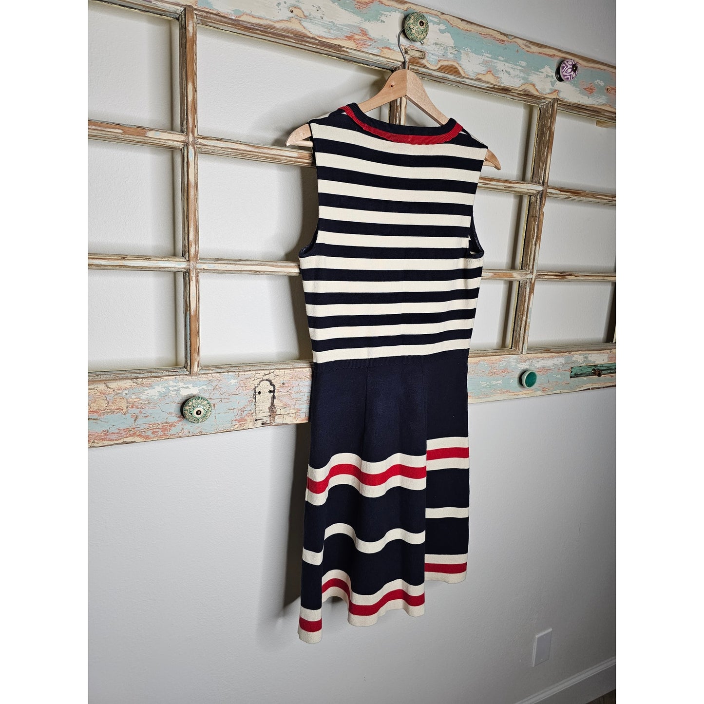 Red/Cream/ Blue Patriotic Preppy Heavy Knit Dress Ladies size Small