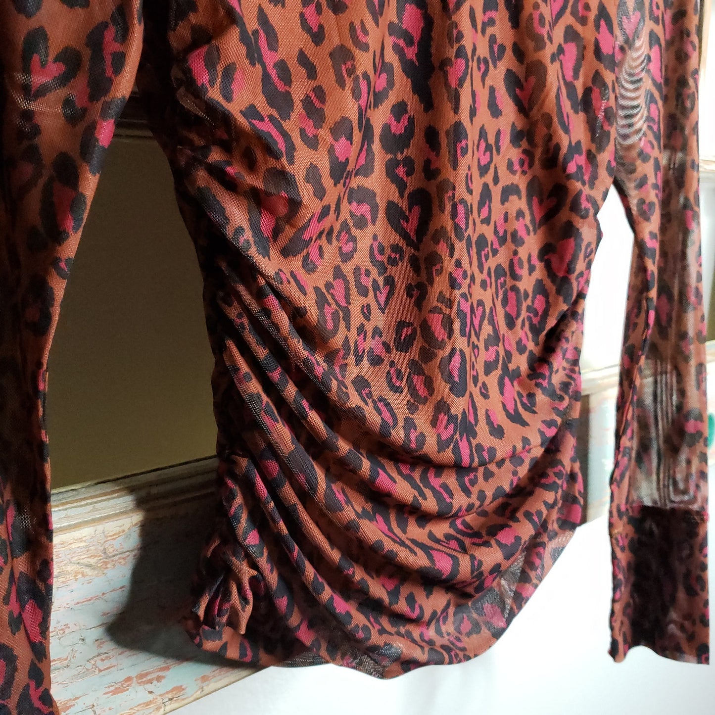 Farm Rio NWT Leopard-Print ruched top ladies size XS