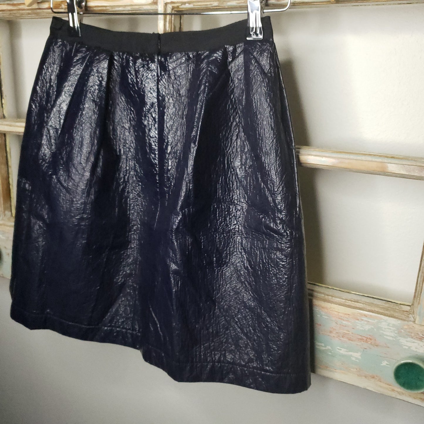 Sea New York Navy blue shiny wet look mini skirt ladies size 2