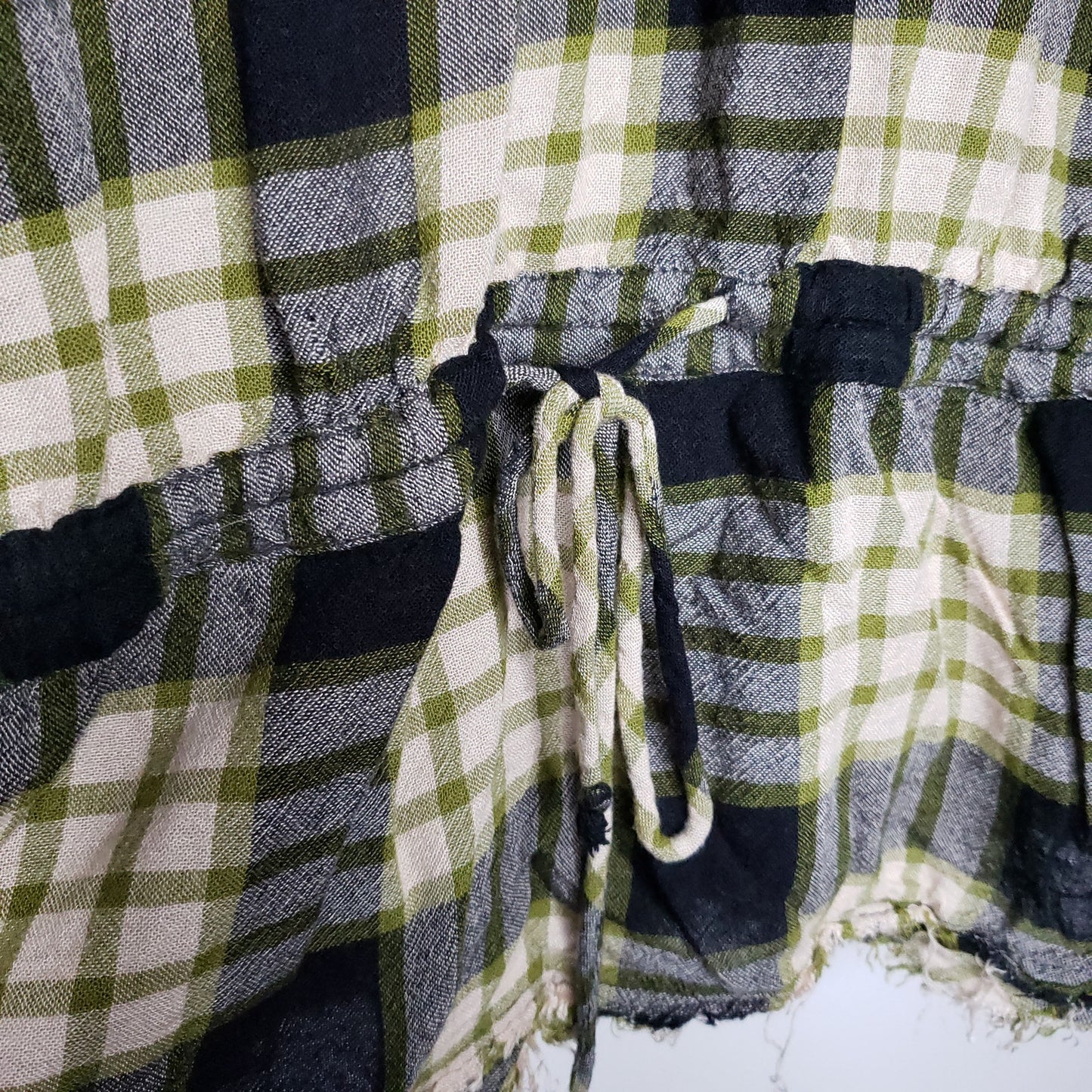 Free People Pacific Dawn Plaid Button Down Black/ Yellow Top size X-small