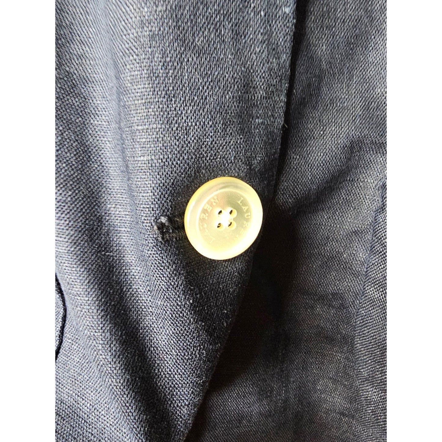 Ralph Lauren Linen Navy Blazer Button Front Ladies 10P