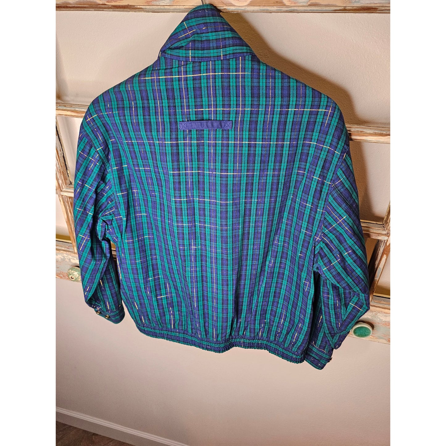 Vintage plaid jacket with gold buttons ladies size Small