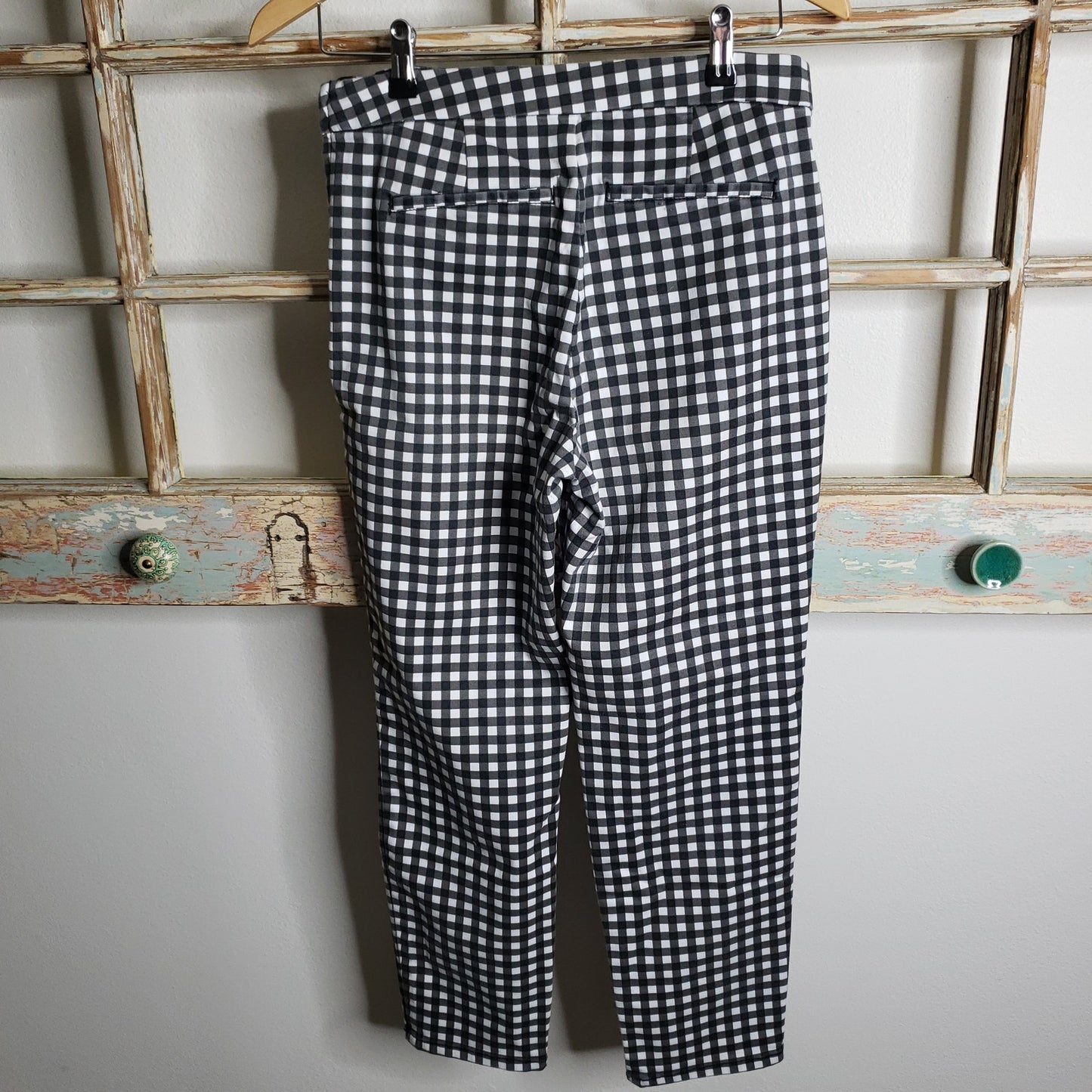 Rachel Roy Black Gingham Check Pants ladies size 8