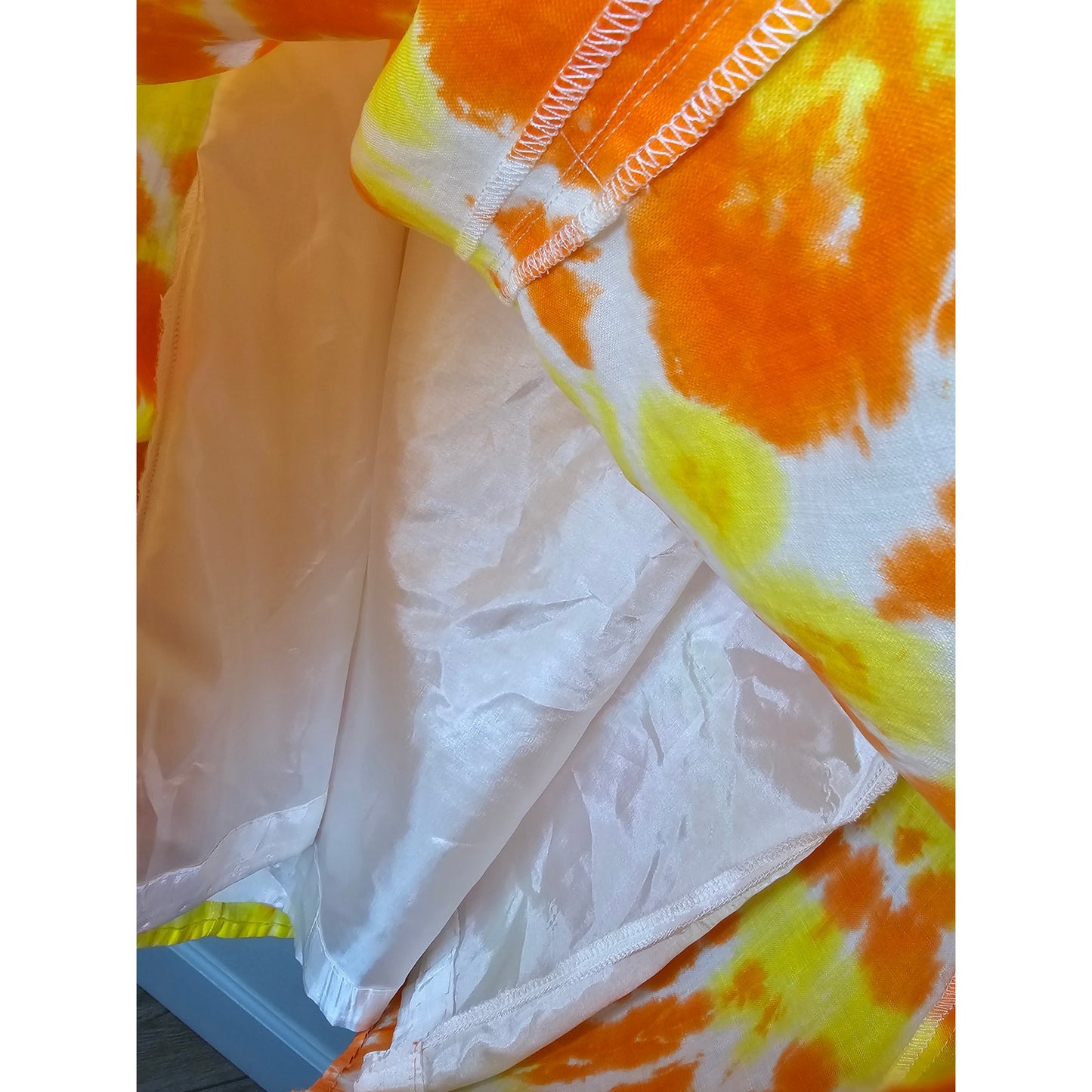 Linen Tie Dye Ladies Midi lined skirt In Yellow/ Orange by David Brooks Size 6