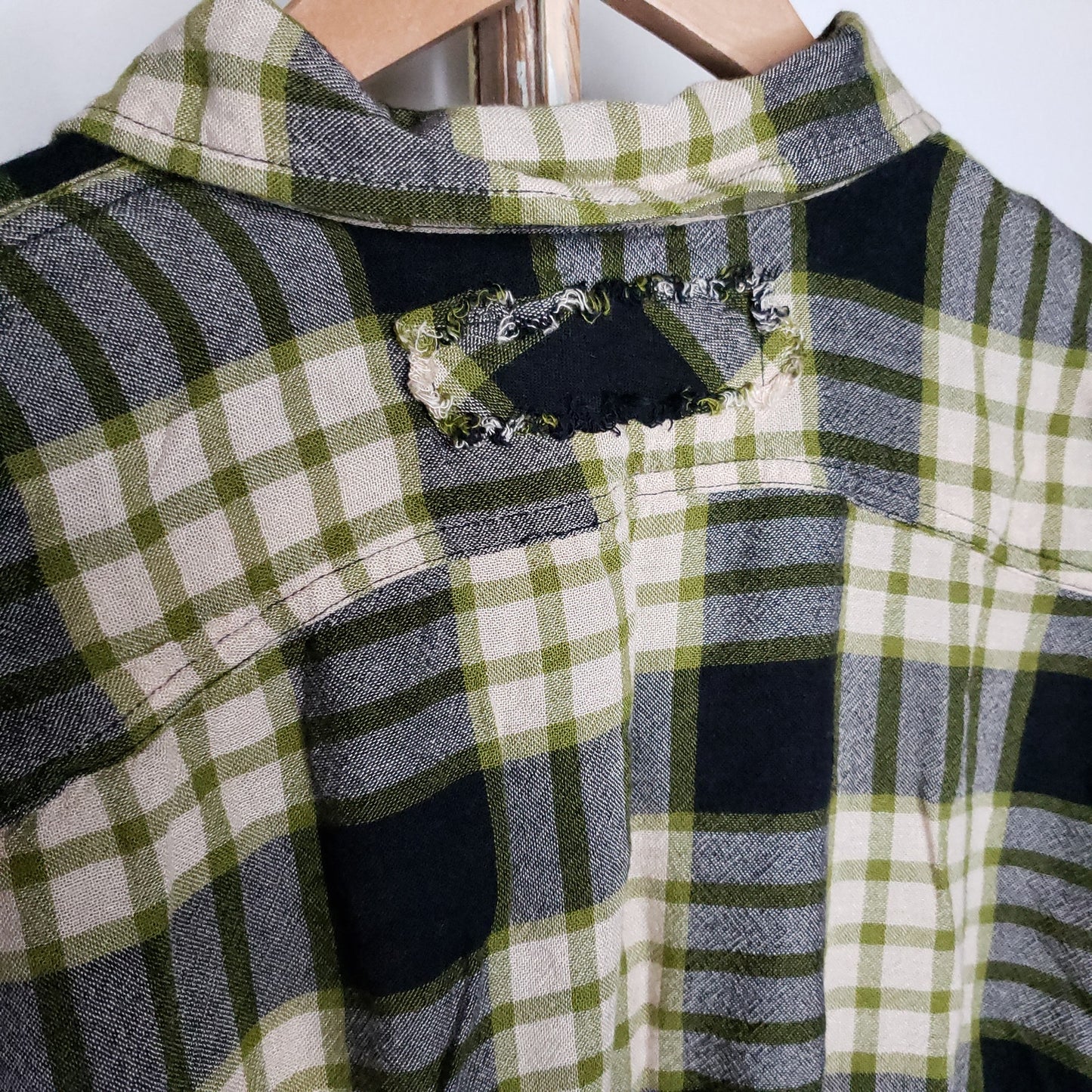 Free People Pacific Dawn Plaid Button Down Black/ Yellow Top size X-small