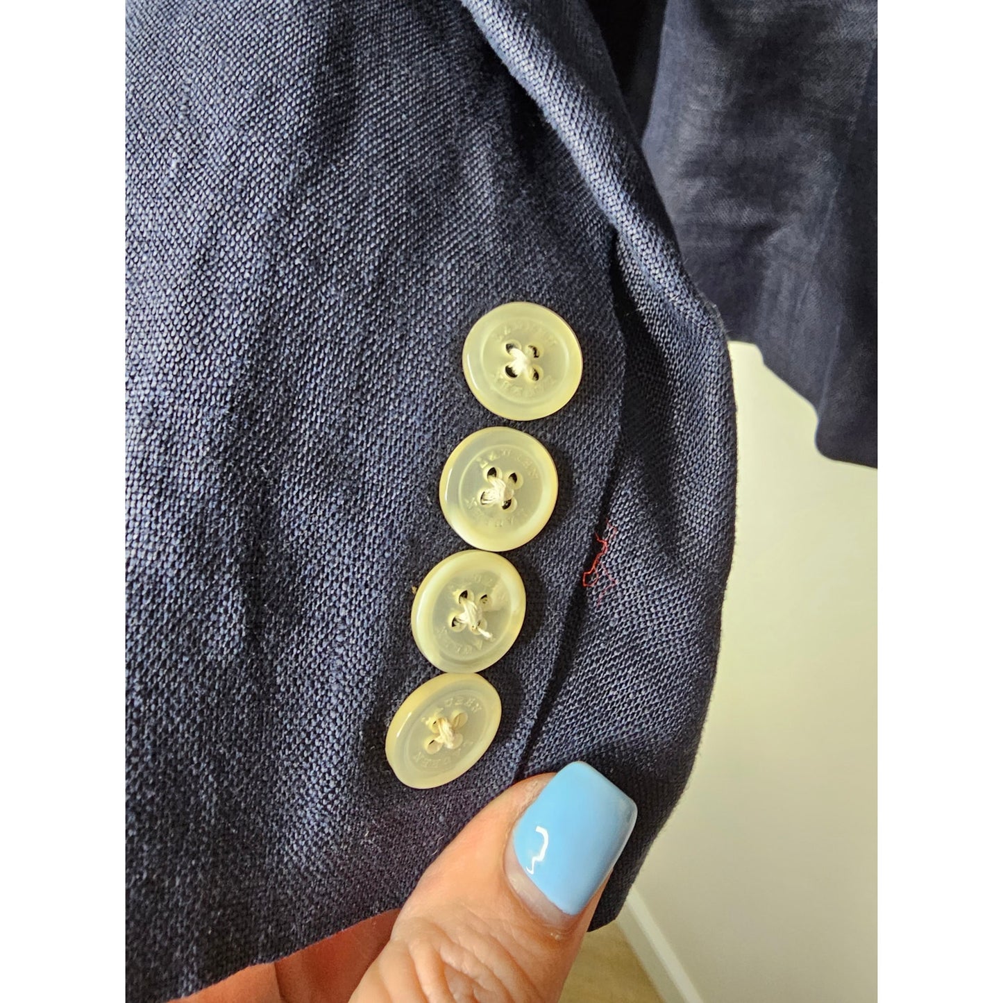 Ralph Lauren Linen Navy Blazer Button Front Ladies 10P