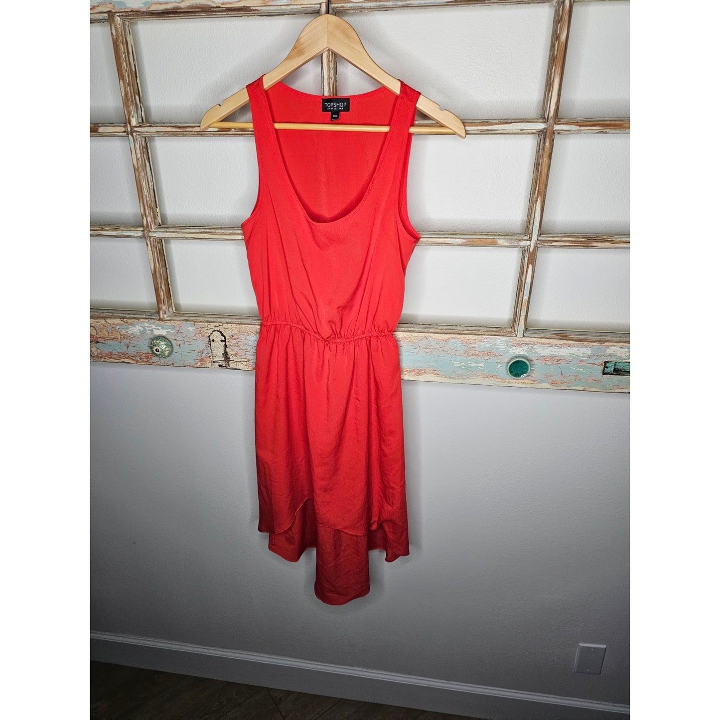Topshop Red High/ Low Scoop Neck Dress Size 2