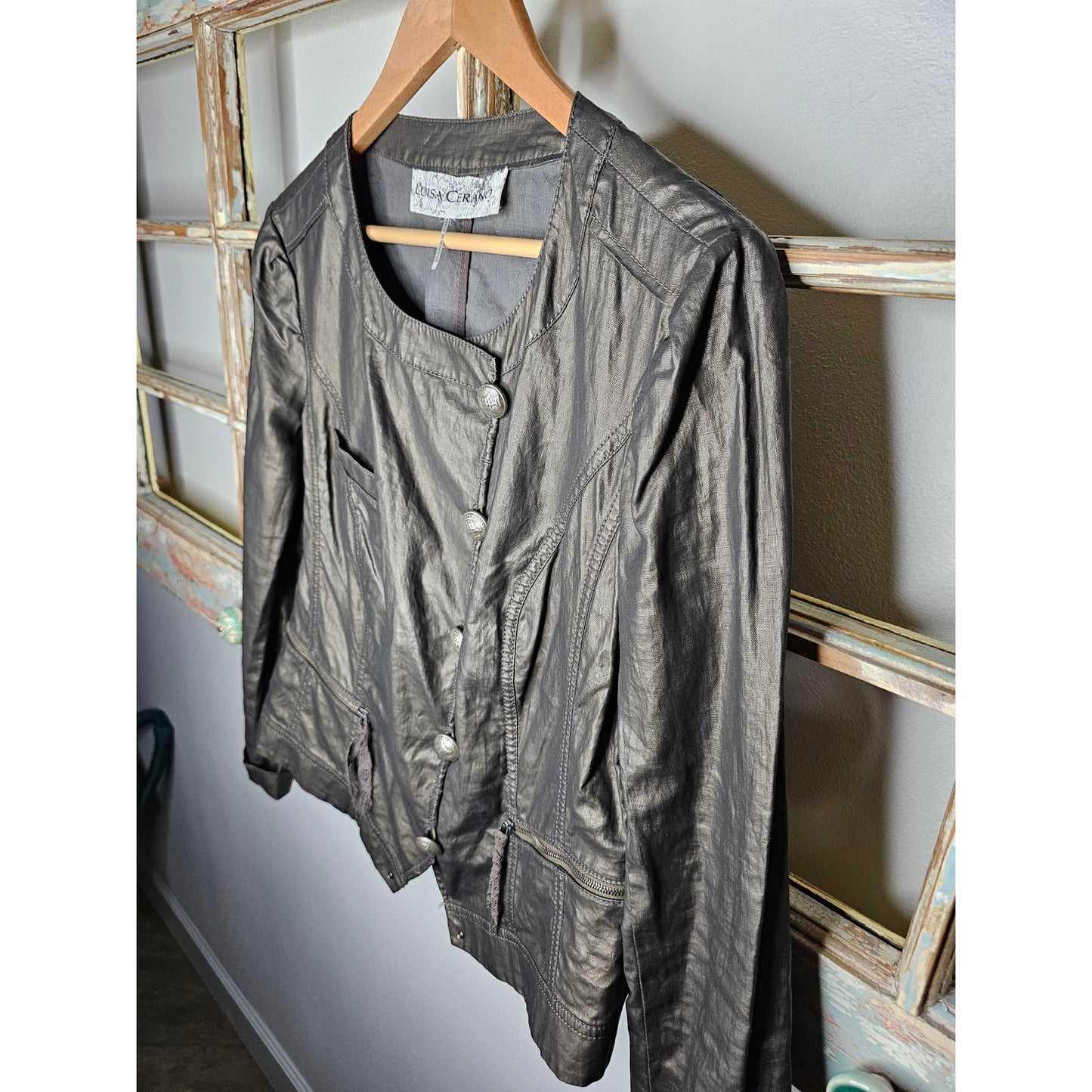 Luisa Cerano Linen Blend Button Up Jacket size 12