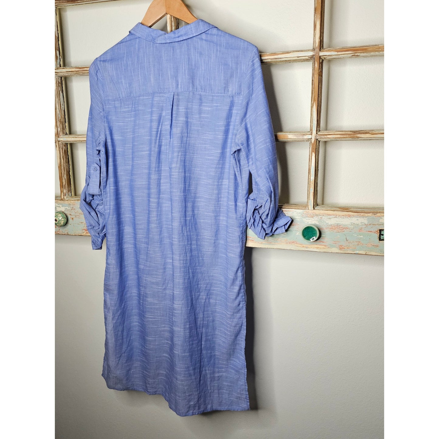 M & S Collection Button Up Cotton long Tunic / Shirt Dress size 10
