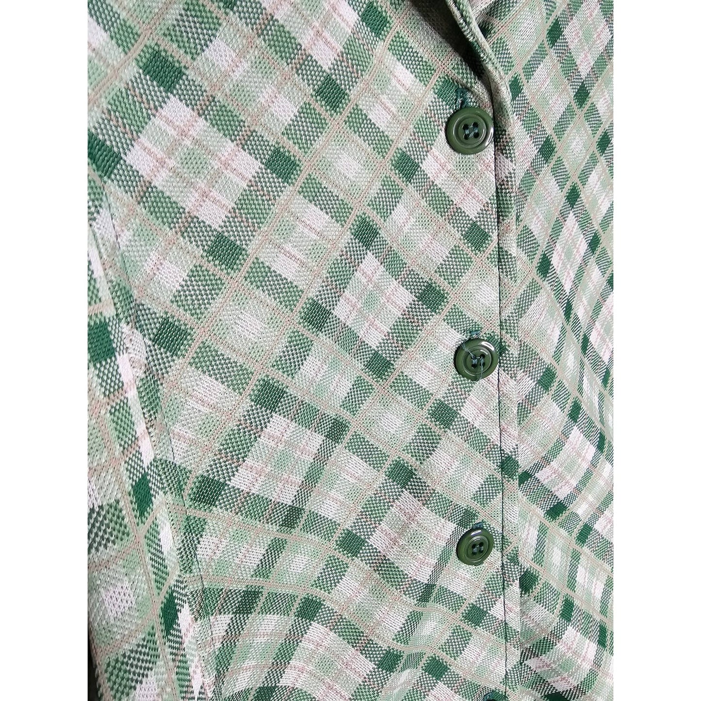 Retro Polyester 70's Skirt and Blazer Green Plaid Set Size 10