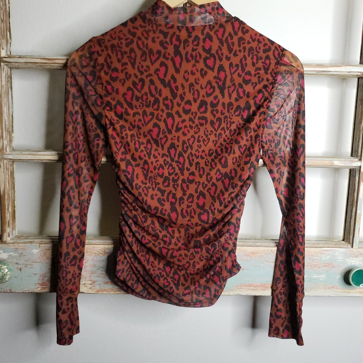 Farm Rio NWT Leopard-Print ruched top ladies size XS