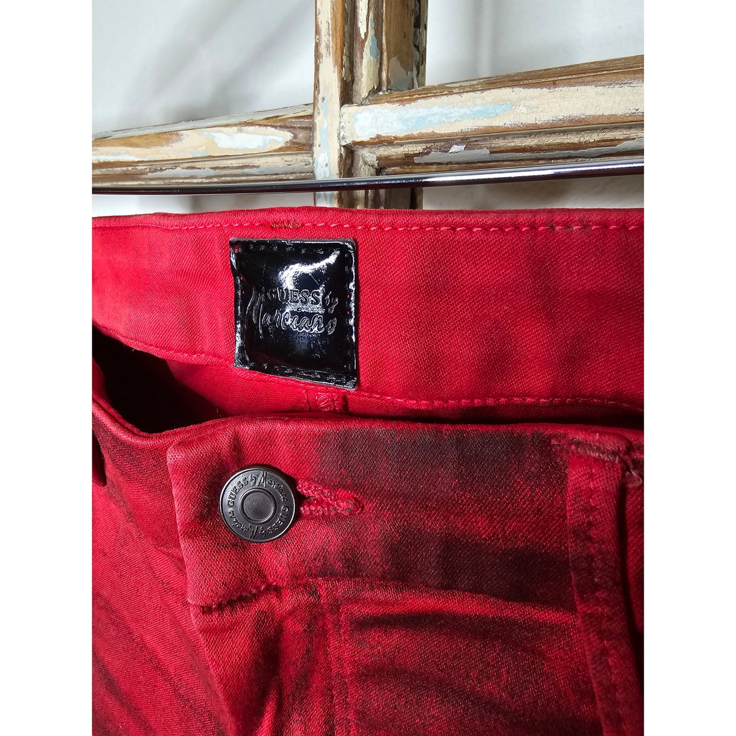 Guess By Marciano Red / Black Overspray ladies size 30 Jeans