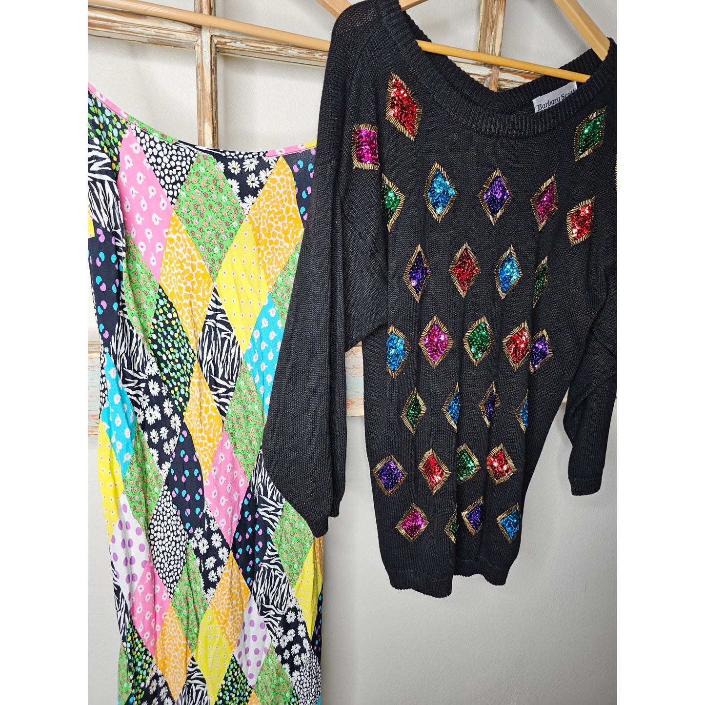 Vintage Barbara Scott Black Sweater with Sequence Ladies size Large