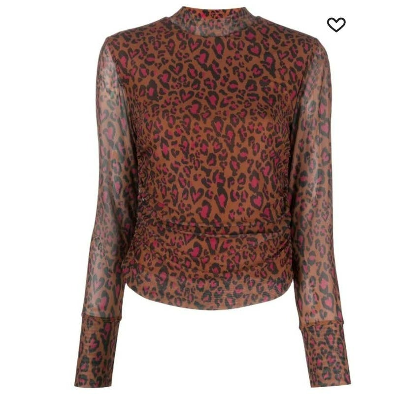 Farm Rio NWT Leopard-Print ruched top ladies size XS