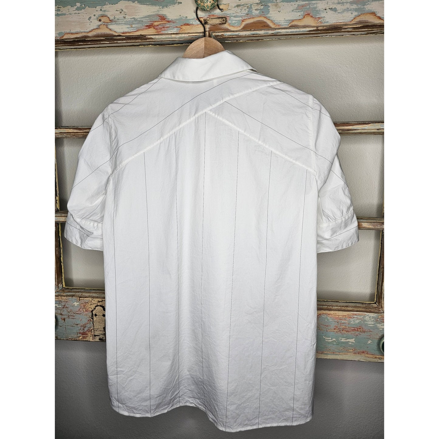 Lafayette 148 New York White Tailored short sleeve Boyd Blouse size XS