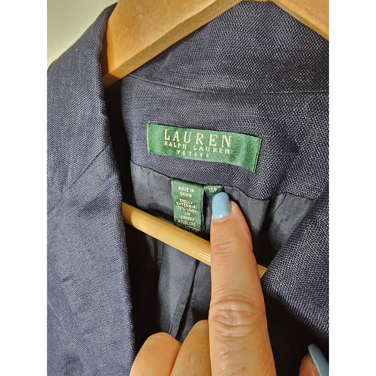 Ralph Lauren Linen Navy Blazer Button Front Ladies 10P