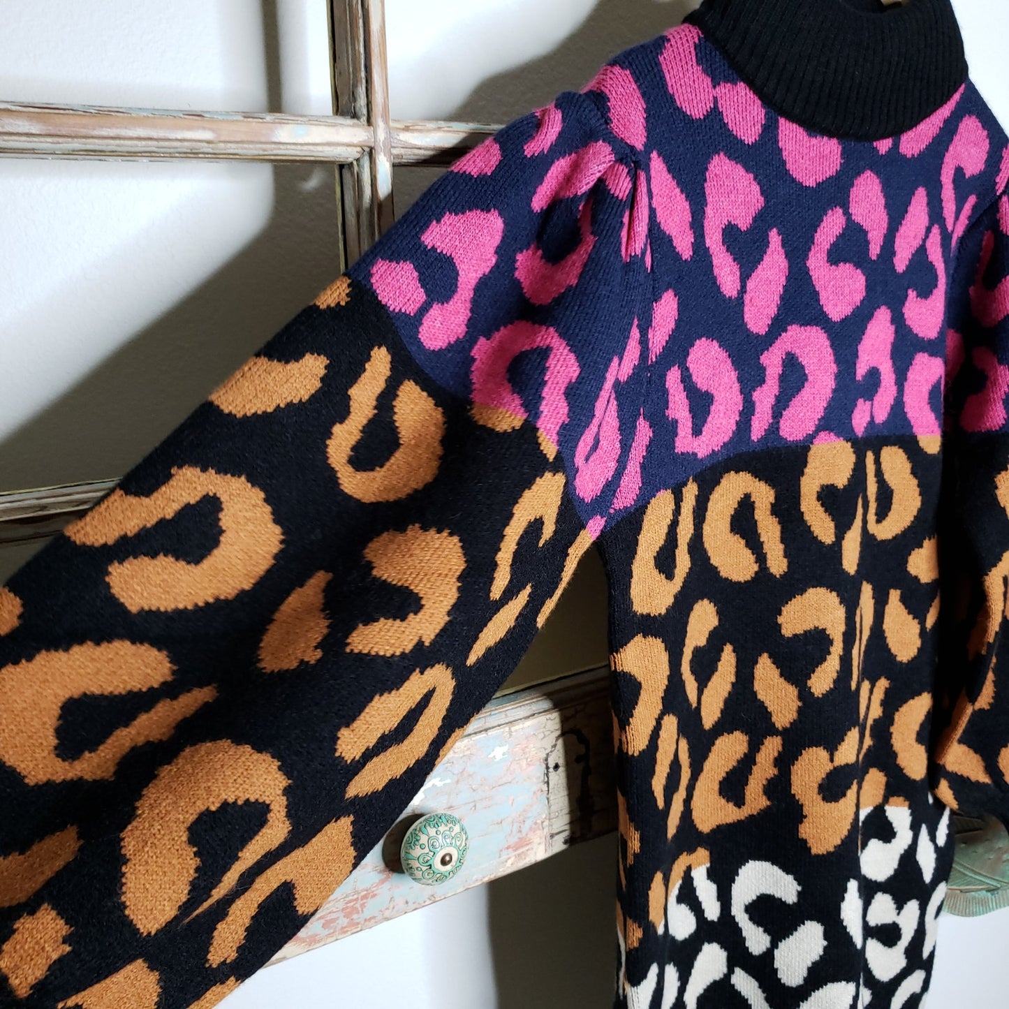 FARM RIO DRESS NWT Mixed Leopard sweater dress size XS