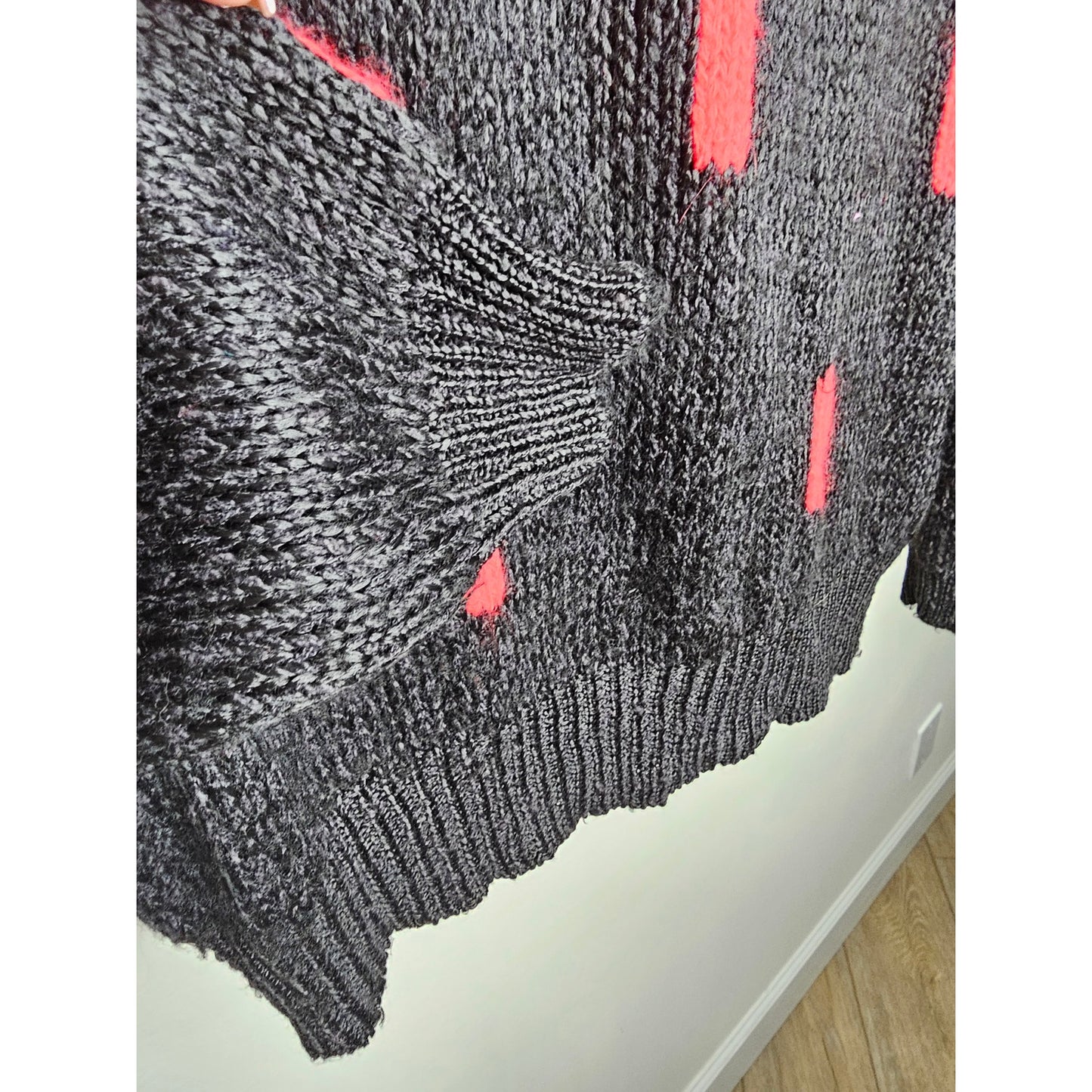 Vintage Buttery Soft Black & Red lighter weight Sweater Size 42 / 12