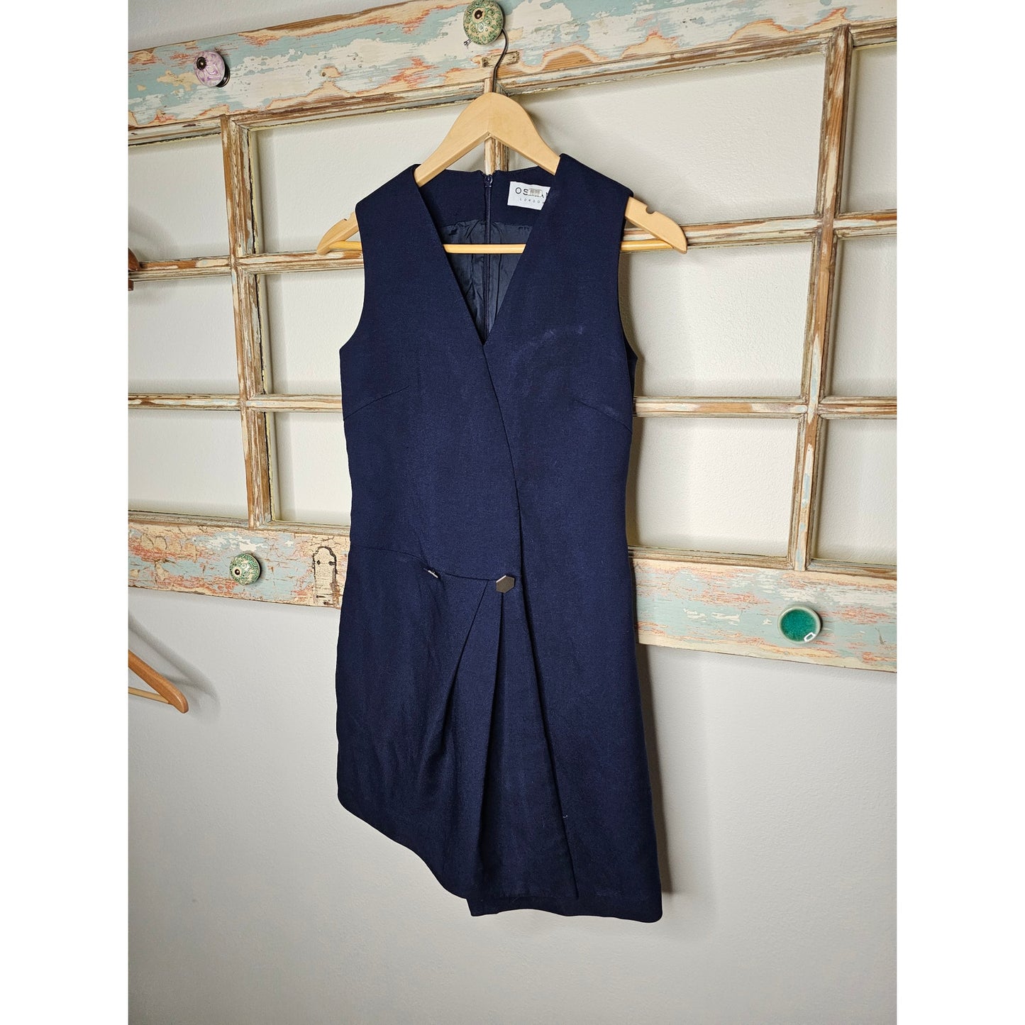 Osman Asymmetrical Navy Blue Sleeveless Suit Dress Ladies size 2