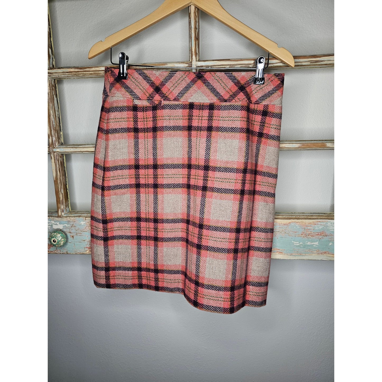 L.L. Bean lined Wool Blend Plaid Favorite Fit Skirt size 8 petite