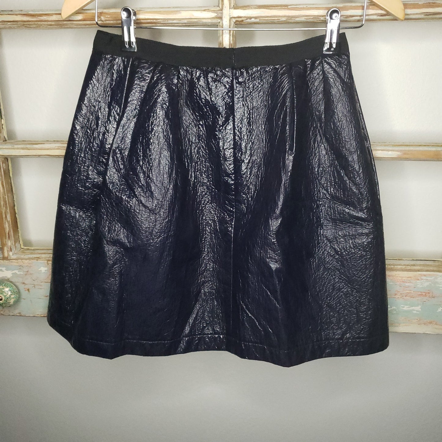 Sea New York Navy blue shiny wet look mini skirt ladies size 2