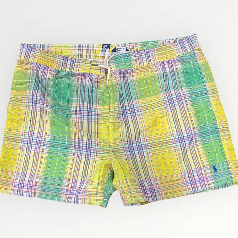 Ralph Lauren Light plaid swim short with lace up front size XXL