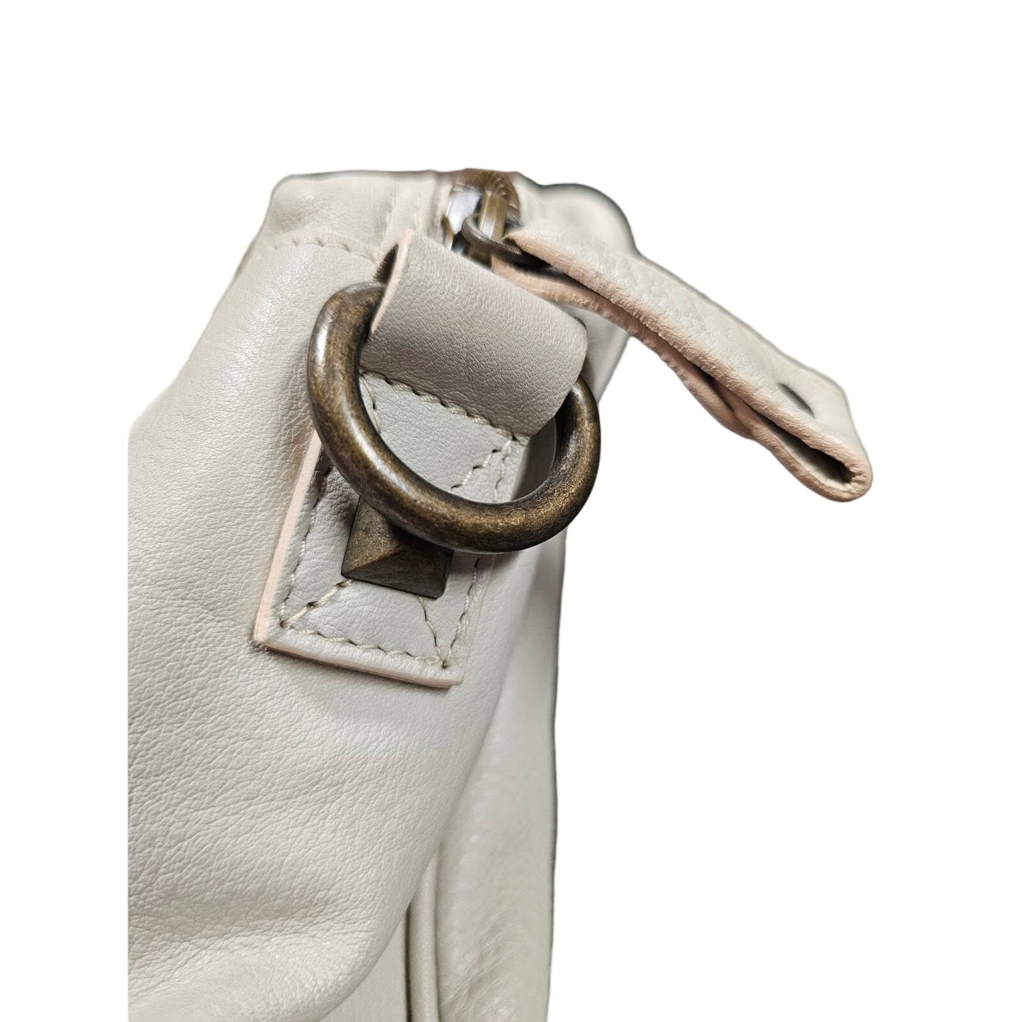 Supple Cream Leather Handbag by Falor with Duck fabric distressed handles