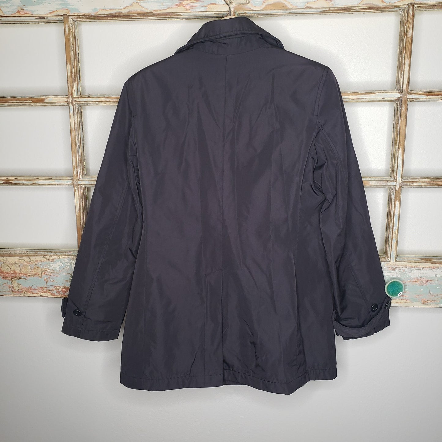 Gap NWOT Black Sporty Double-Breasted Raincoat size XS