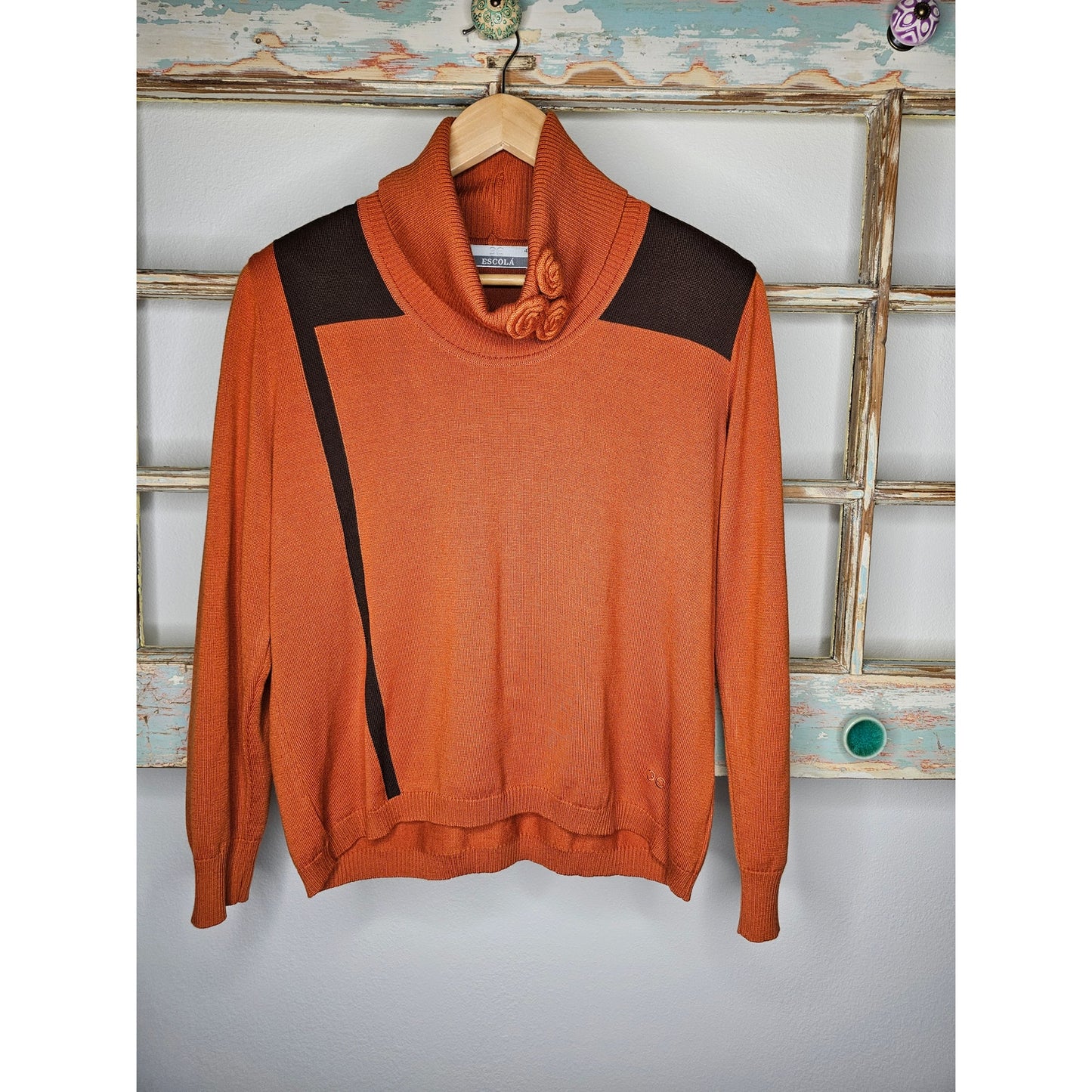 Merino Wool Vintage Escola Cowl Neck Pullover Ladies Size Small