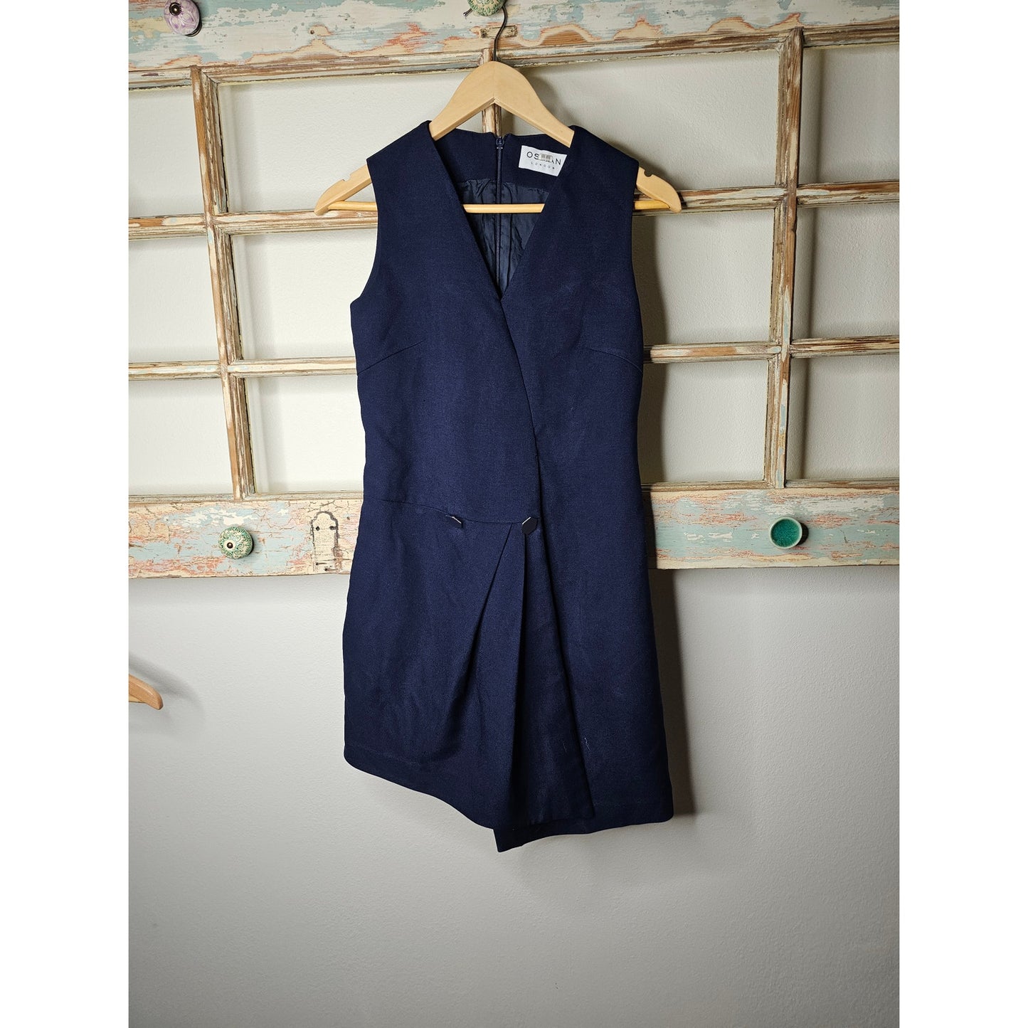 Osman Asymmetrical Navy Blue Sleeveless Suit Dress Ladies size 2