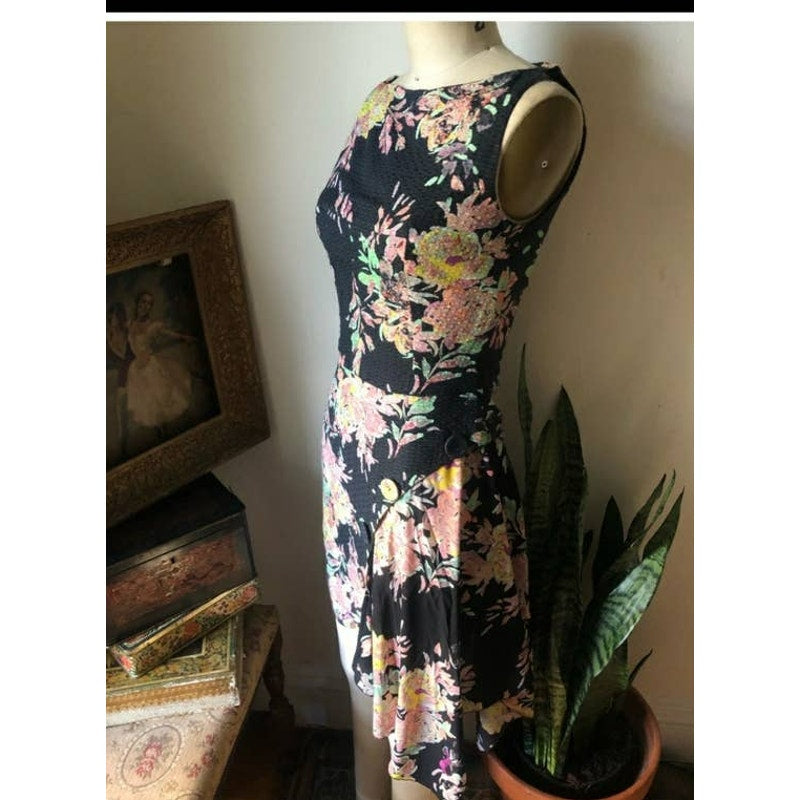Emanuel Ungaro Rose Fondo Nero floral dress size 46 / US 12