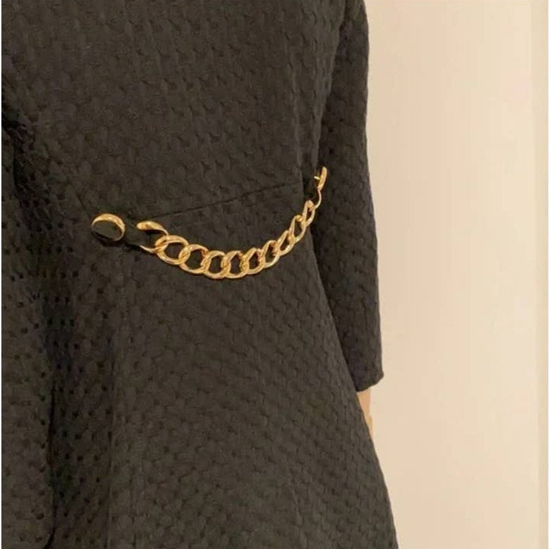 MILLY Basketweave cotton coat in black with gold accents size 8