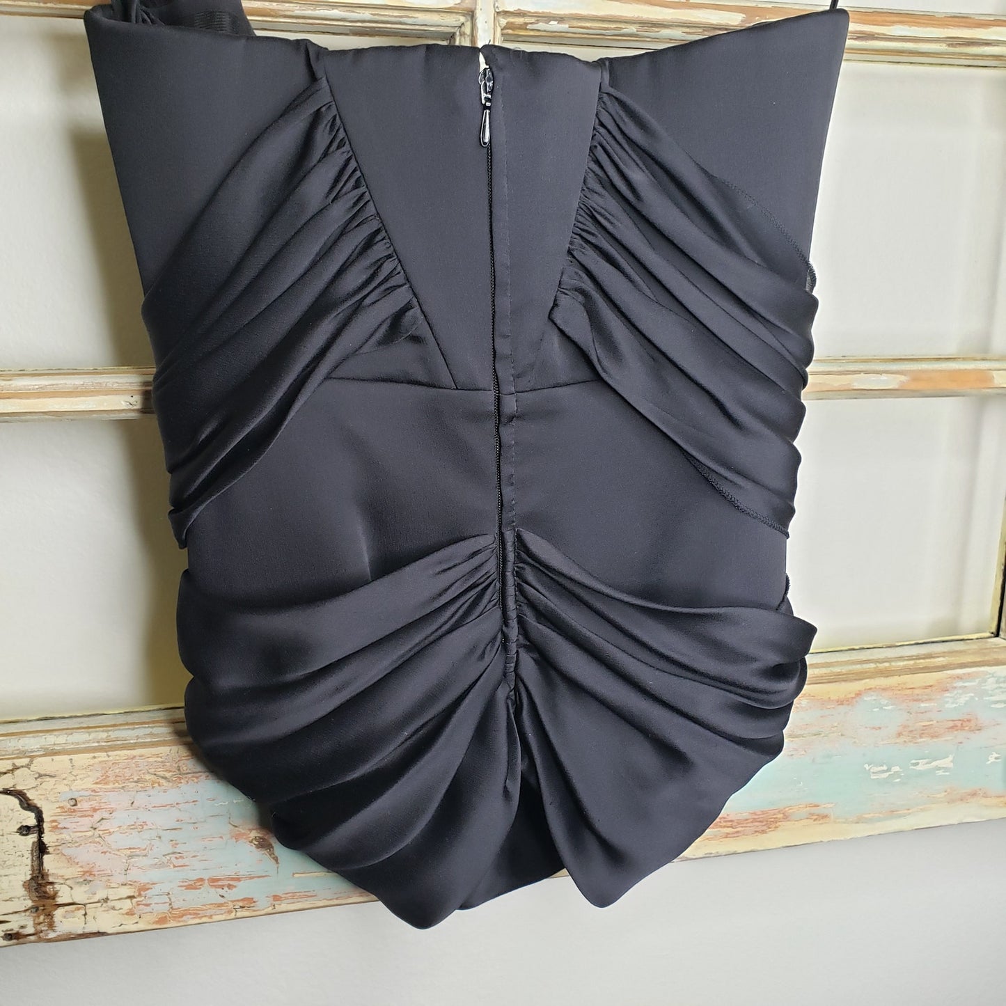 Giorgio Armani Black Mirrored Silk Strapless Bustier Ladies size 40 / US 4