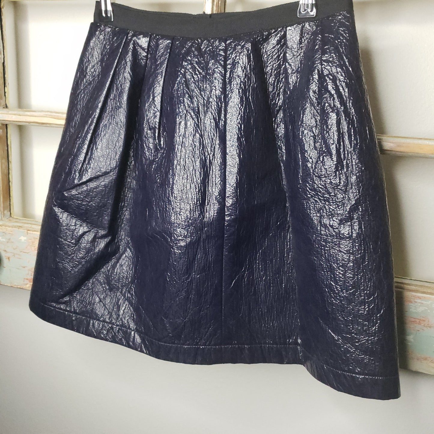 Sea New York Navy blue shiny wet look mini skirt ladies size 2