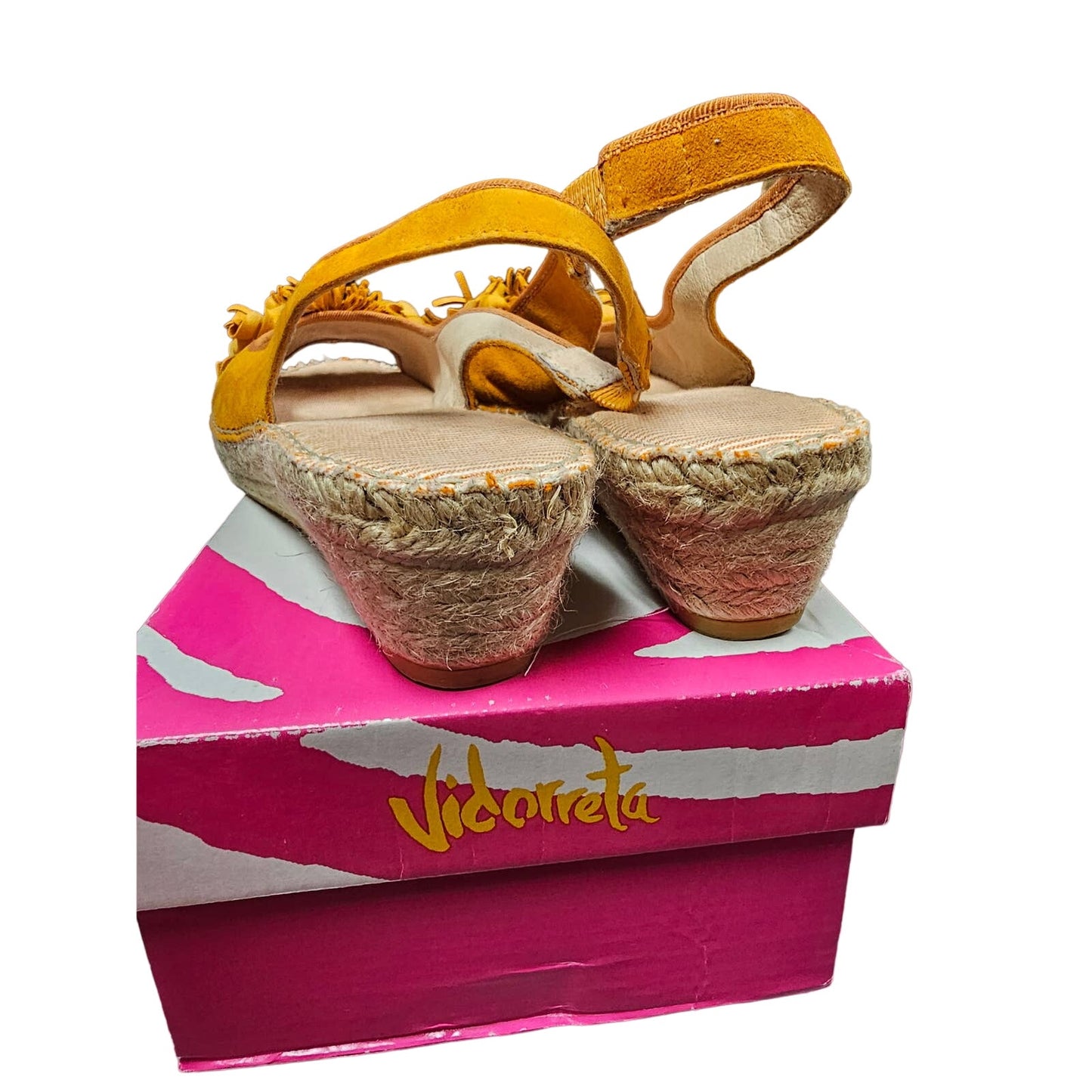 Ladies Orange Suede Sling back Peek-a-Boo Sandals size 10