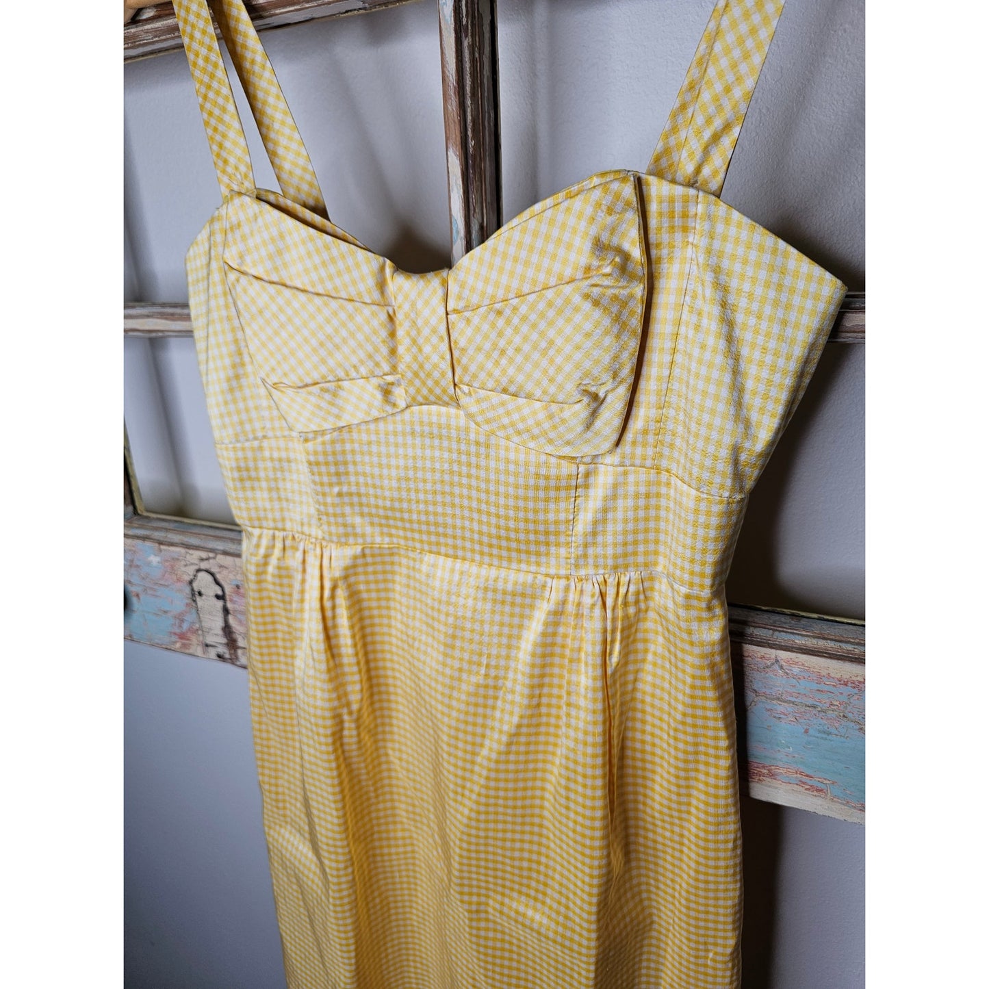 Nanette Lapore 100% Silk Yellow Gingham Bow Dress Size 2