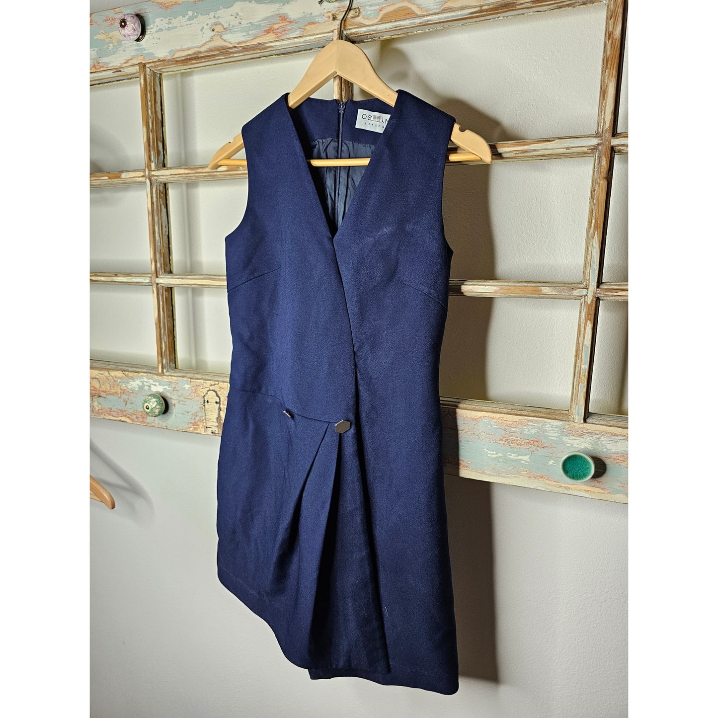 Osman Asymmetrical Navy Blue Sleeveless Suit Dress Ladies size 2